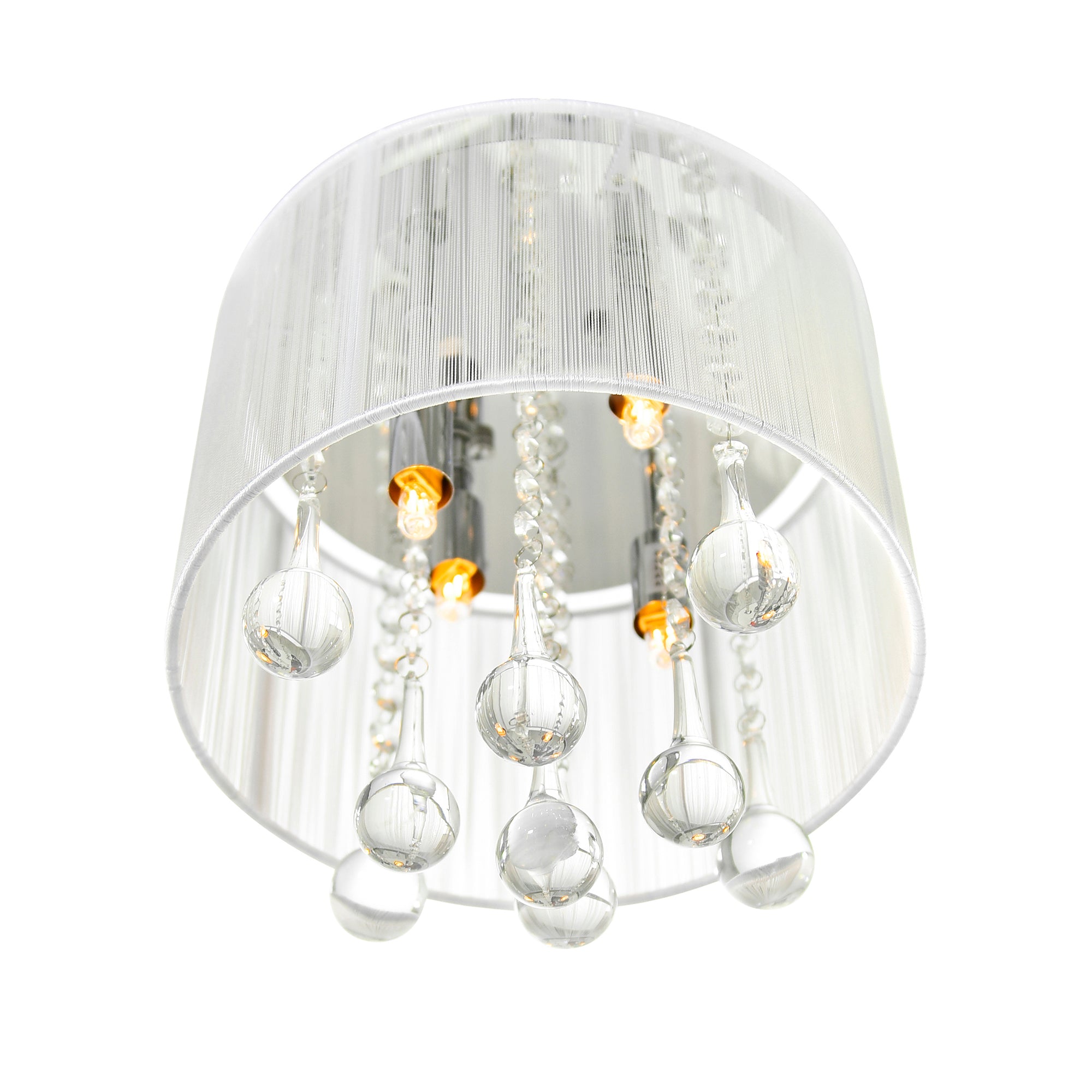 Water Drop 4 Light Chrome Flush Mount With White Shade