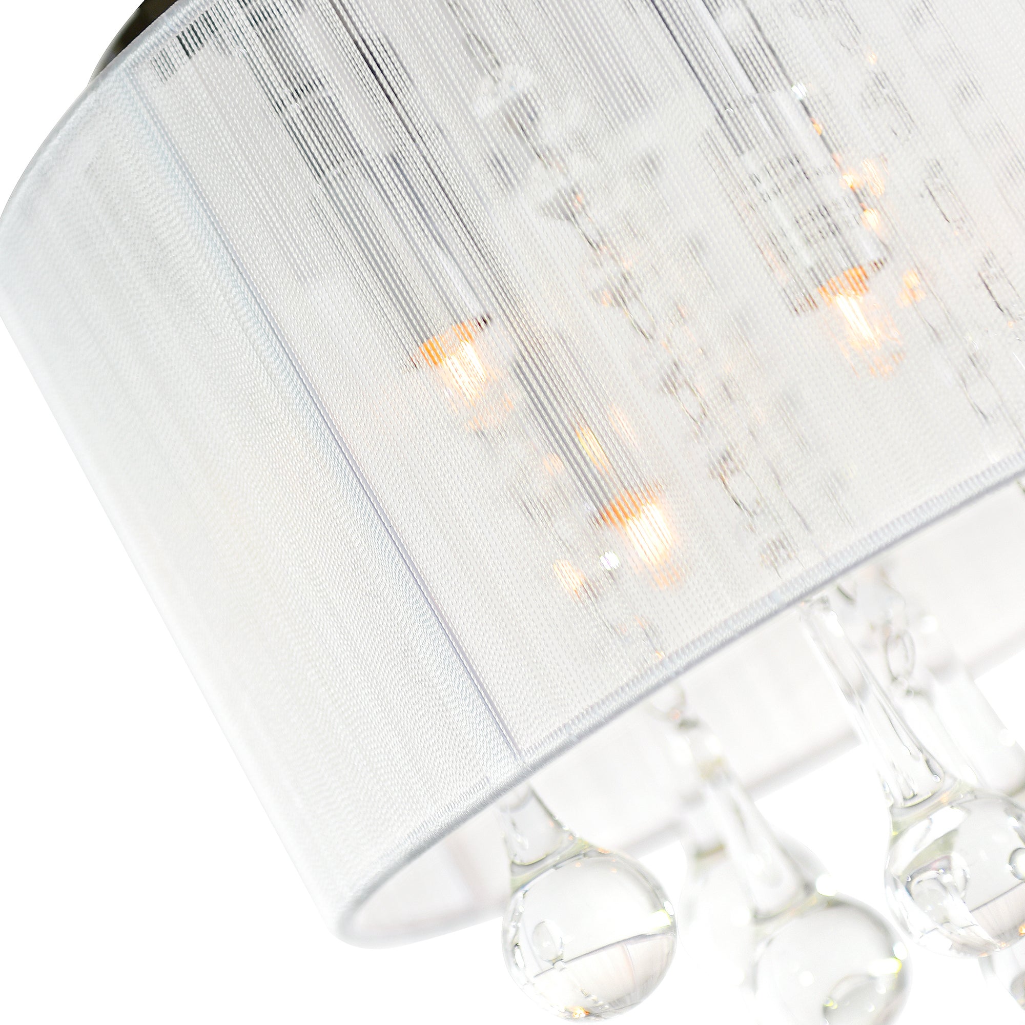 Water Drop 4 Light Chrome Flush Mount With White Shade