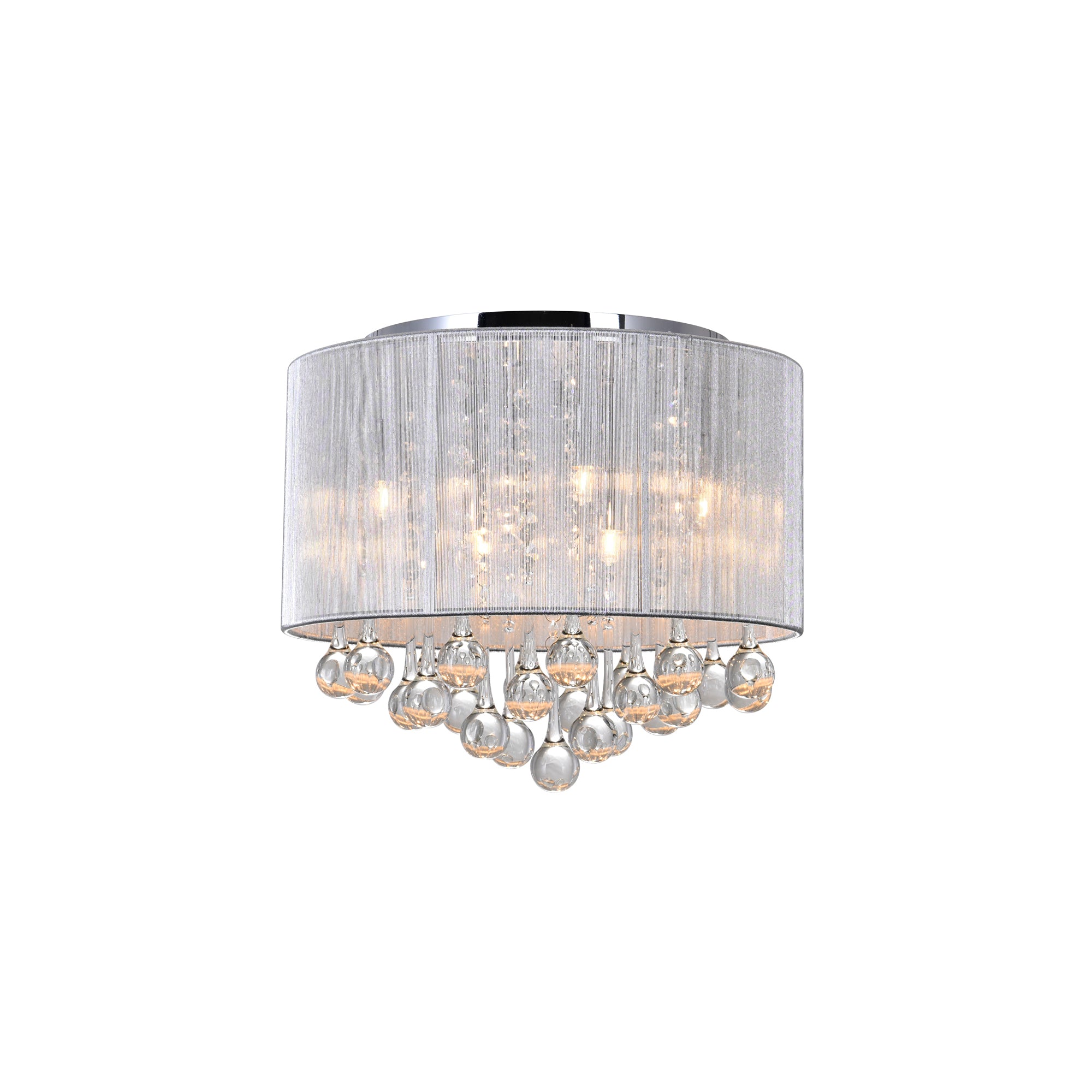 Water Drop 6 Light Chrome Flush Mount With Silver Shade