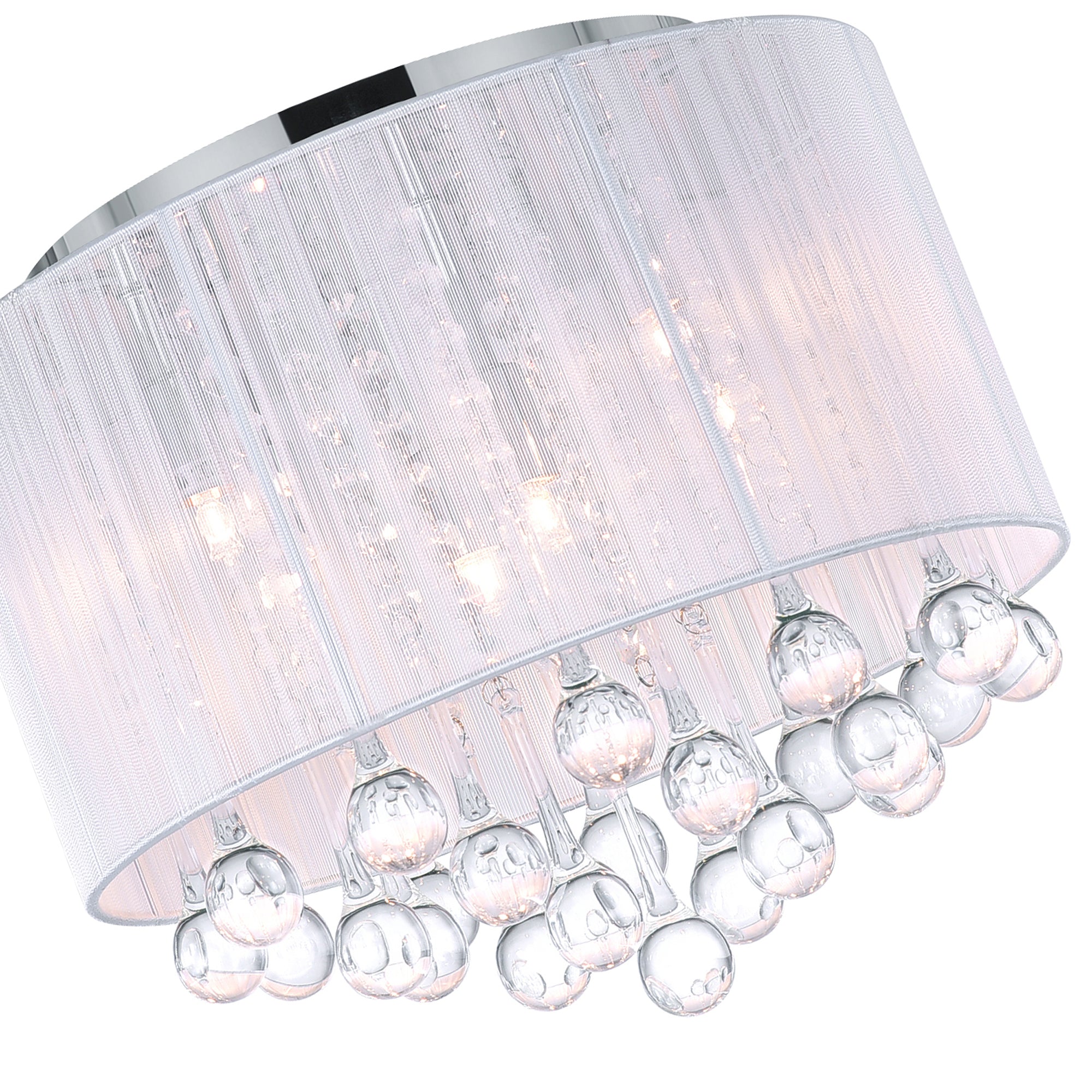 Water Drop 6 Light Chrome Flush Mount With White Shade