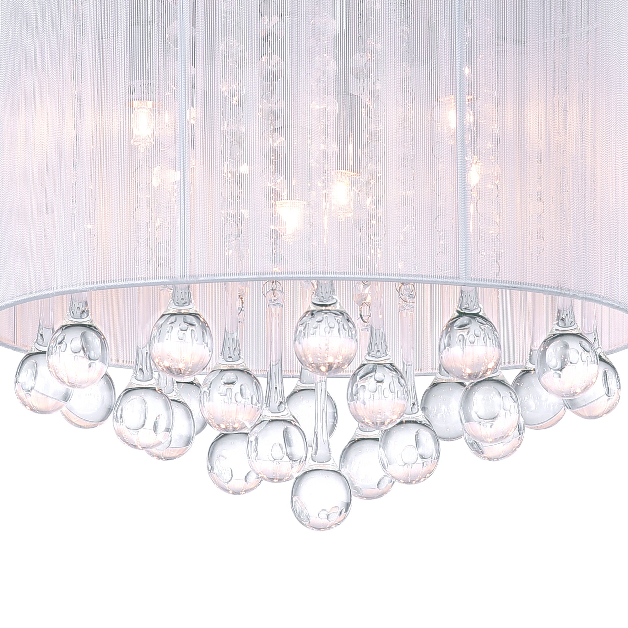 Water Drop 6 Light Chrome Flush Mount With White Shade