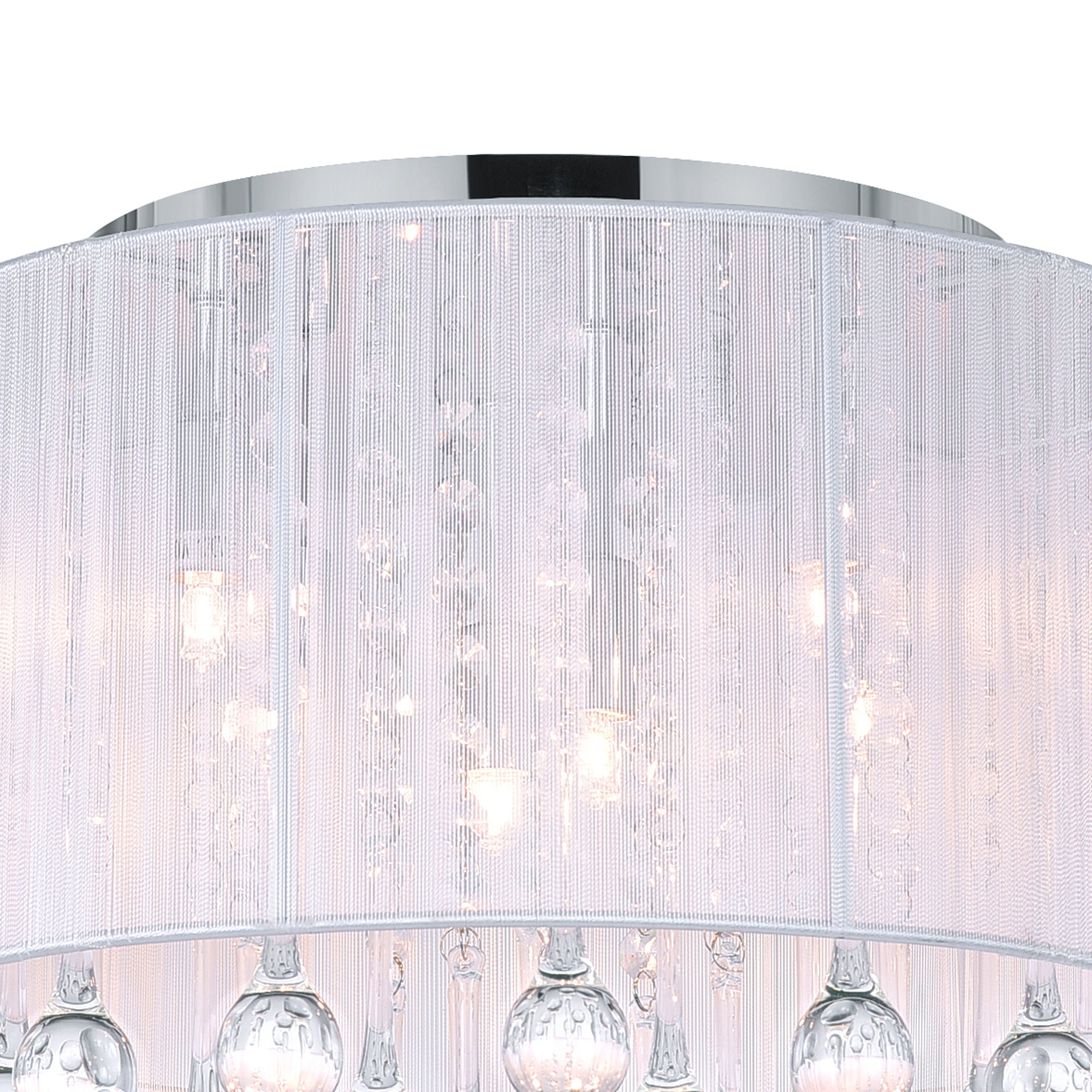 Water Drop 6 Light Chrome Flush Mount With White Shade