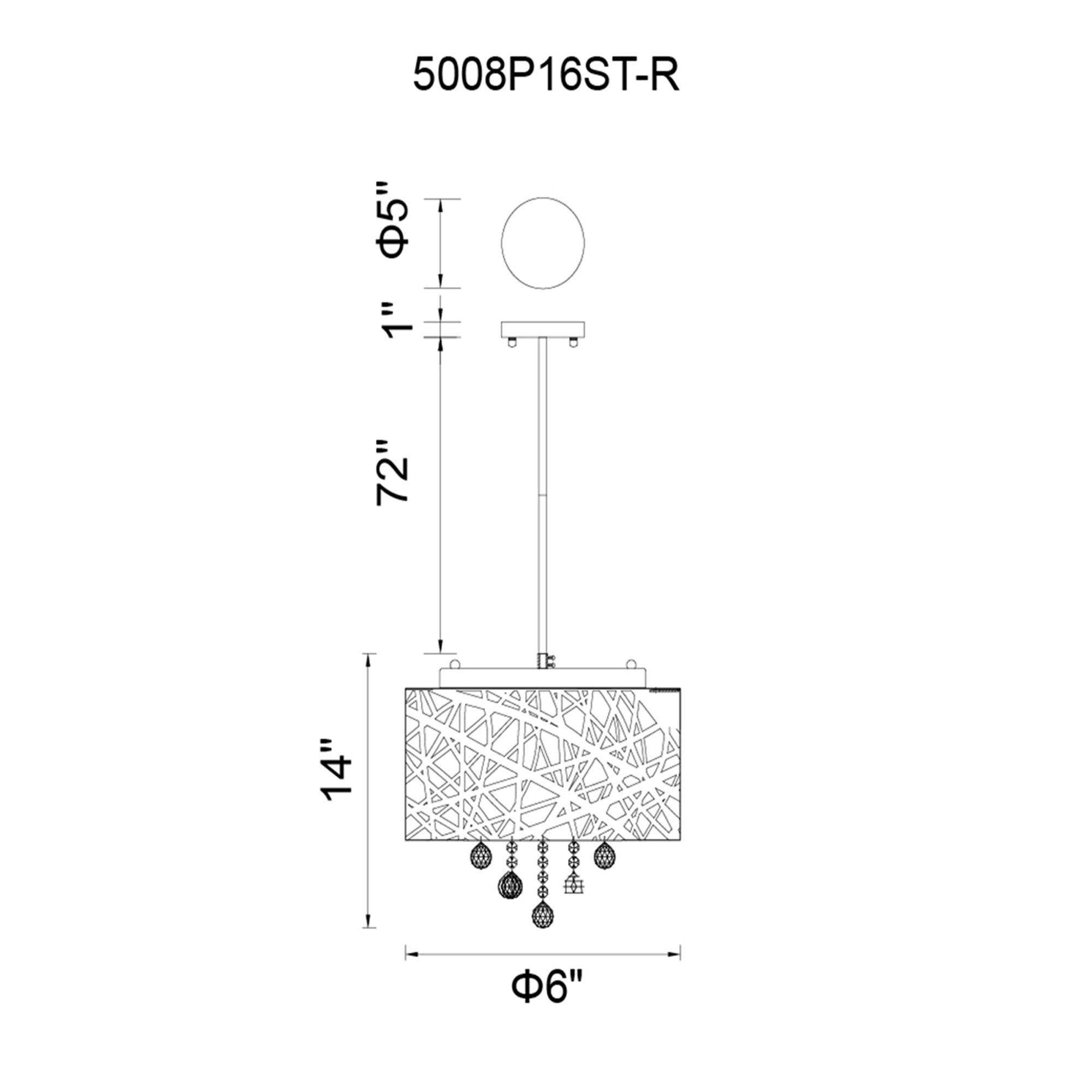 Eternity 6 Light 16in Chrome Drum Shade Chandelier