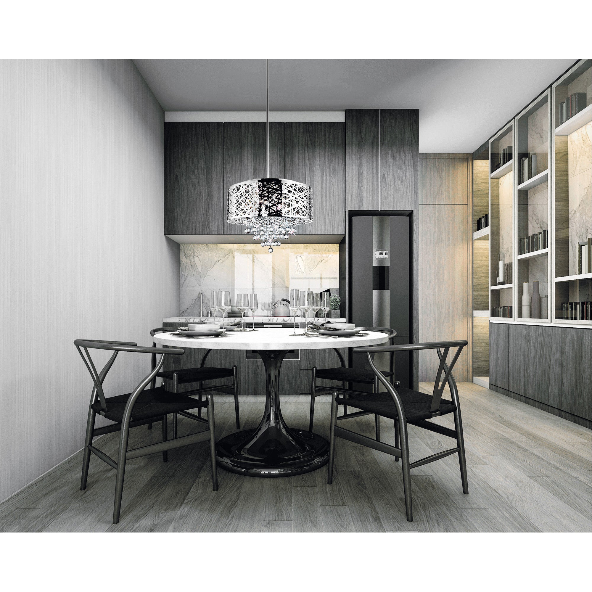 Eternity 9 Light 22in Chrome Drum Shade Chandelier