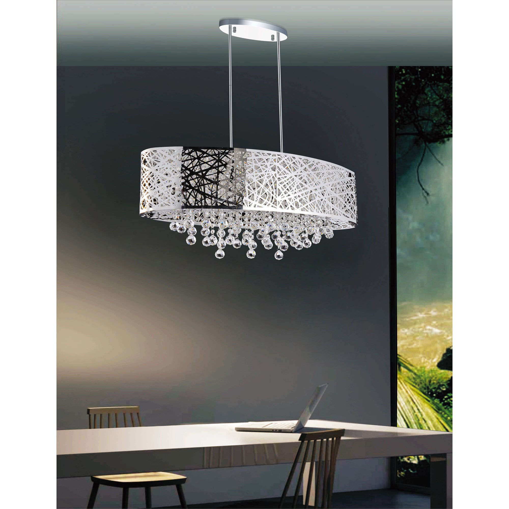 Eternity 8 Light 32in Chrome Drum Shade Chandelier