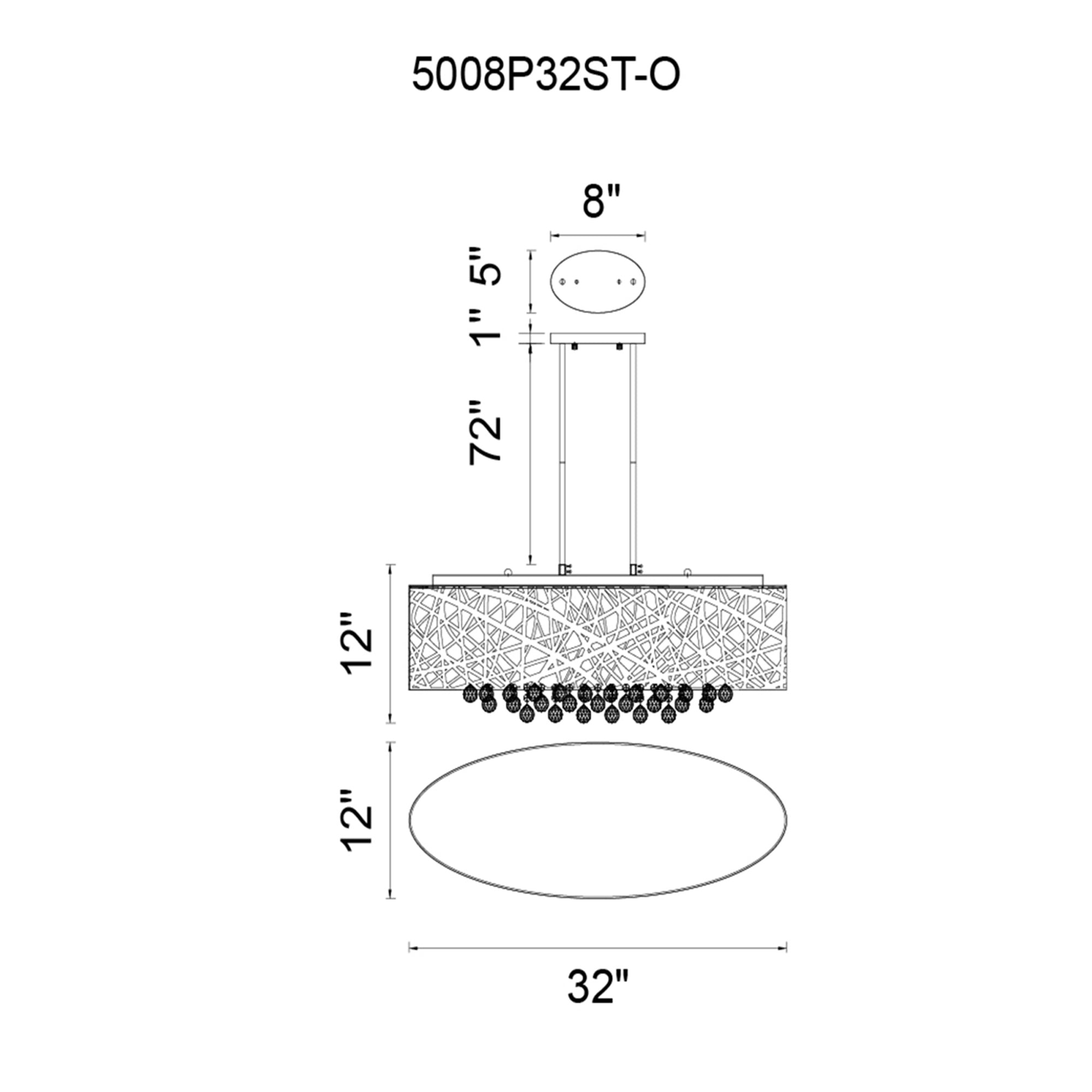 Eternity 8 Light 32in Chrome Drum Shade Chandelier