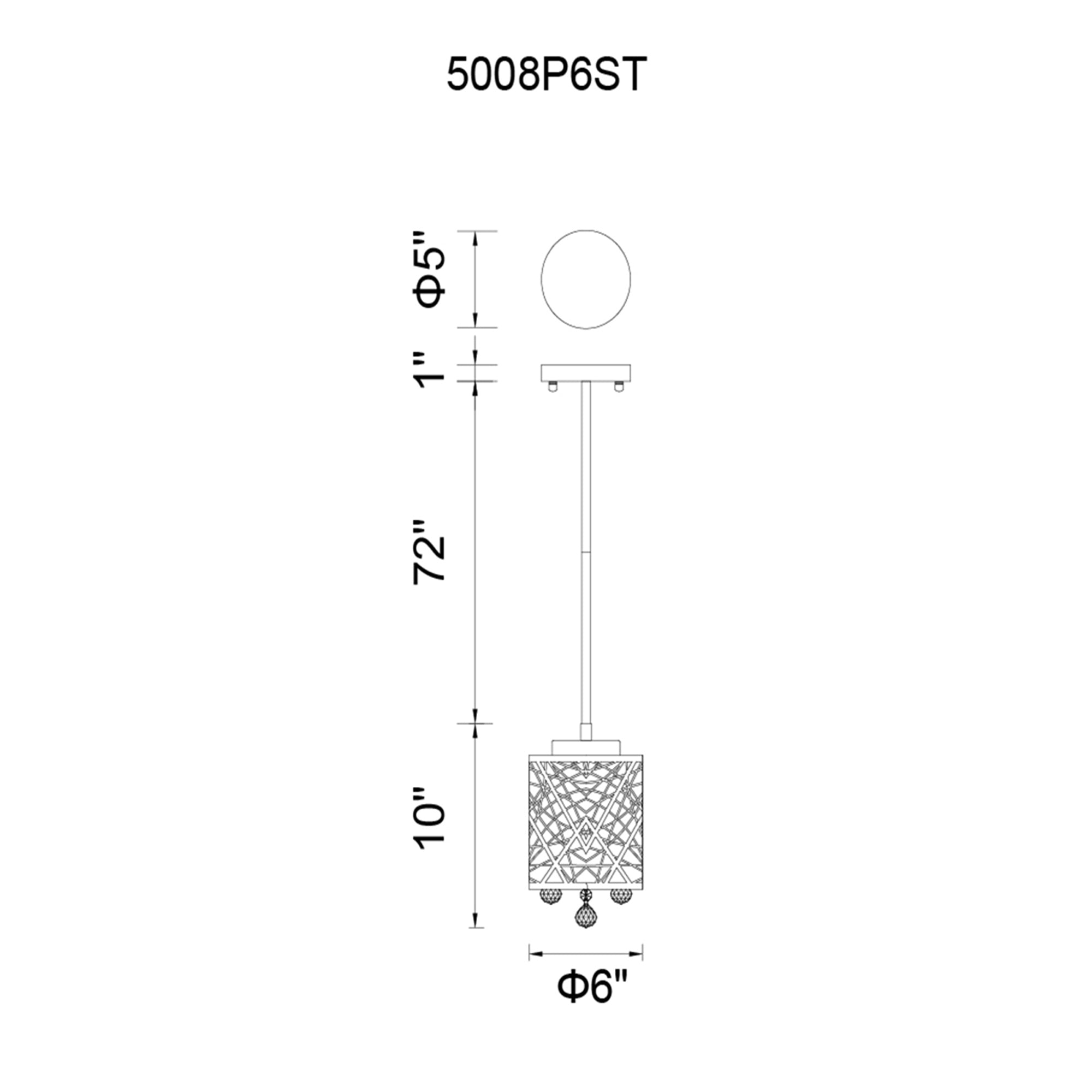 Eternity 1 Light 6in Chrome Drum Shade Mini Pendant