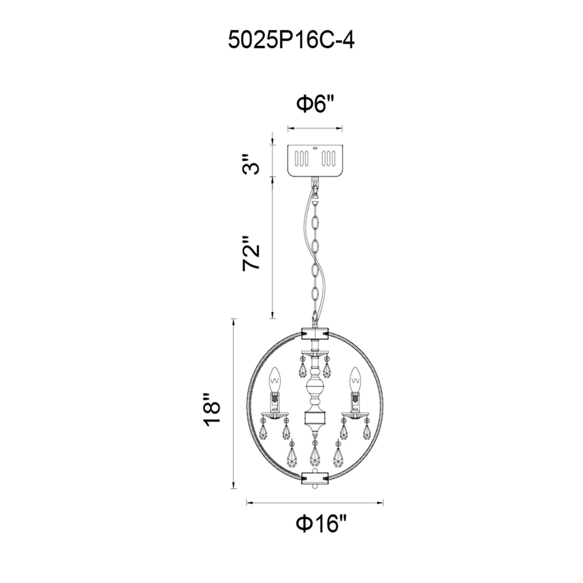 Abia 4 Light Chrome Chandelier