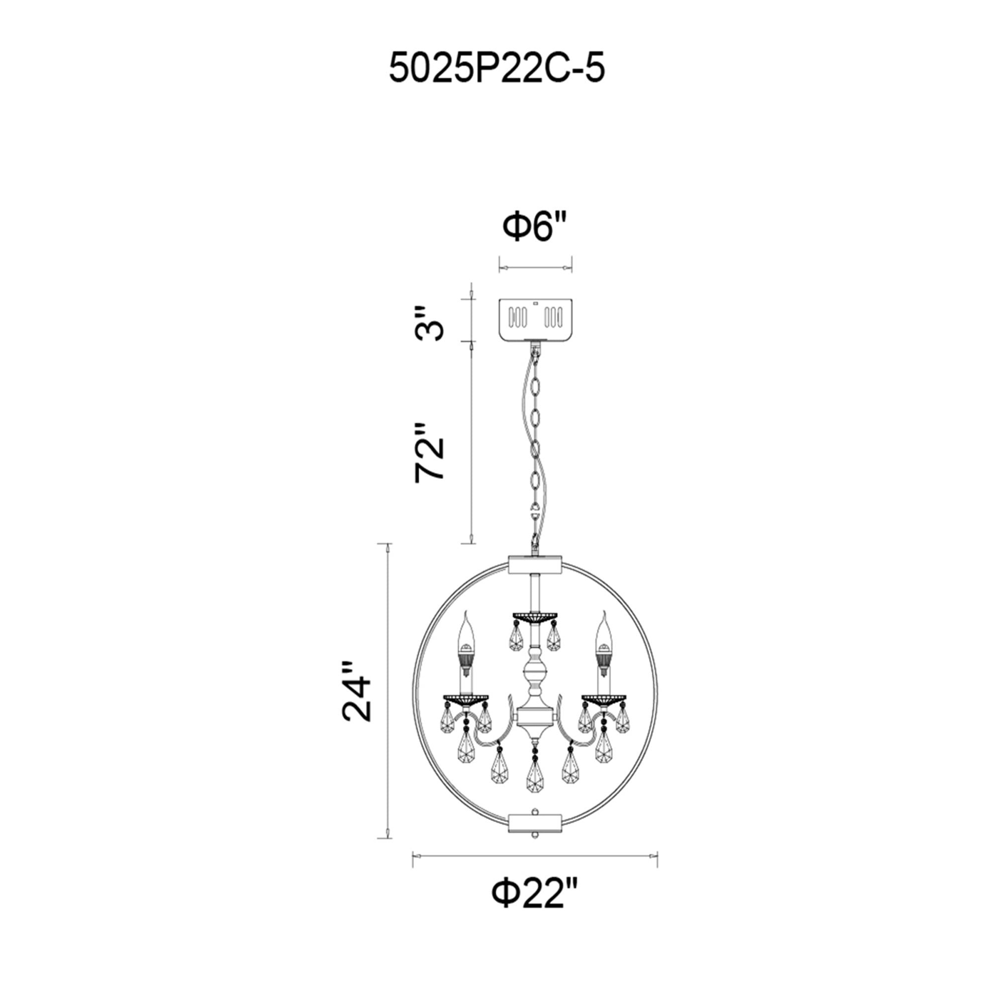 Abia 5 Light Chrome Chandelier