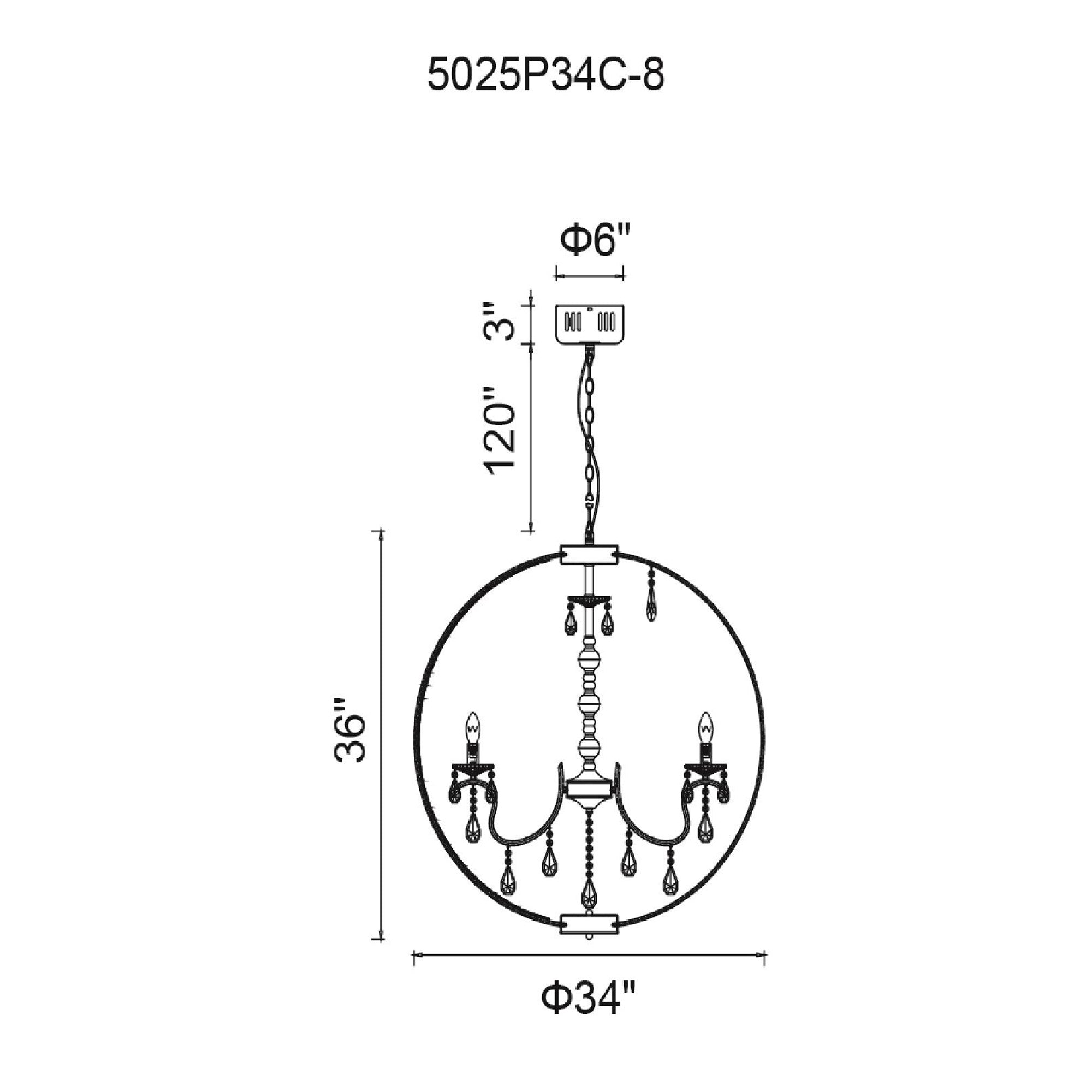 Abia 8 Light Chrome Chandelier