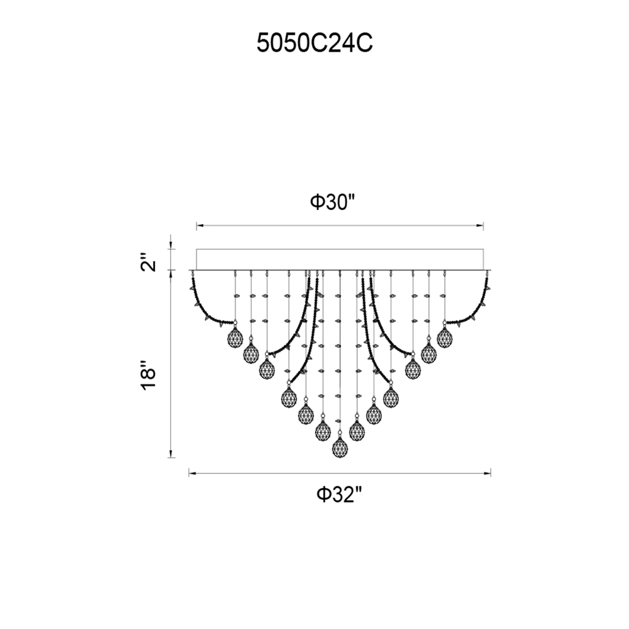 Fountain 9 Light Flush Mount With Chrome Finish