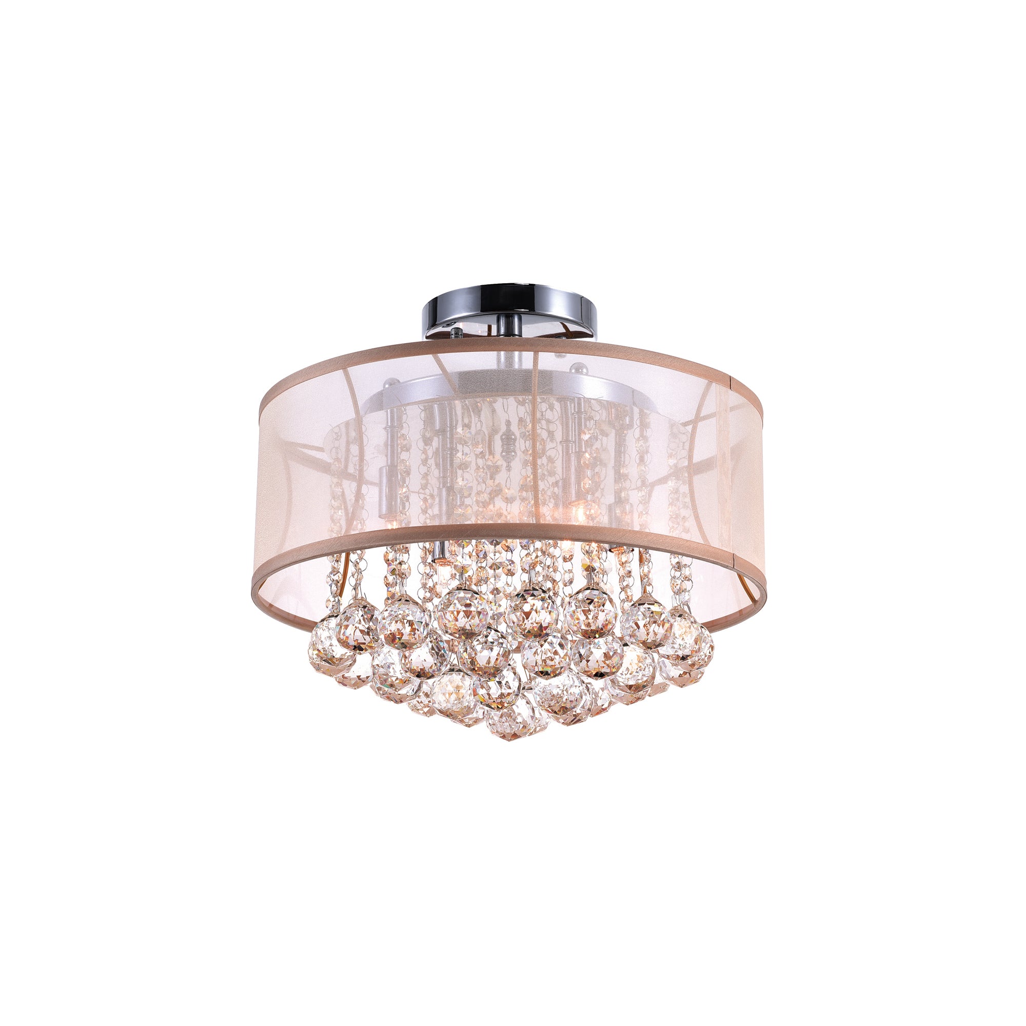 Radiant 6 Light 16in Chrome Drum Shade Flush Mount with Gold Shade