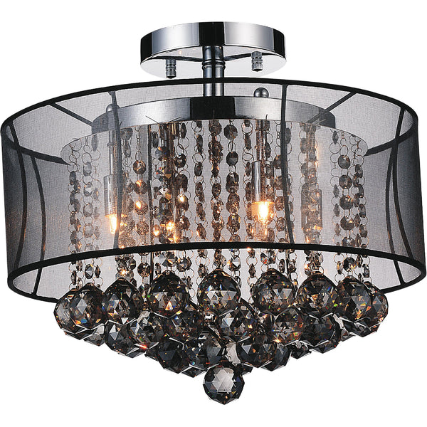 Radiant 6 Light 16in Chrome Drum Shade Flush Mount with Black Shade