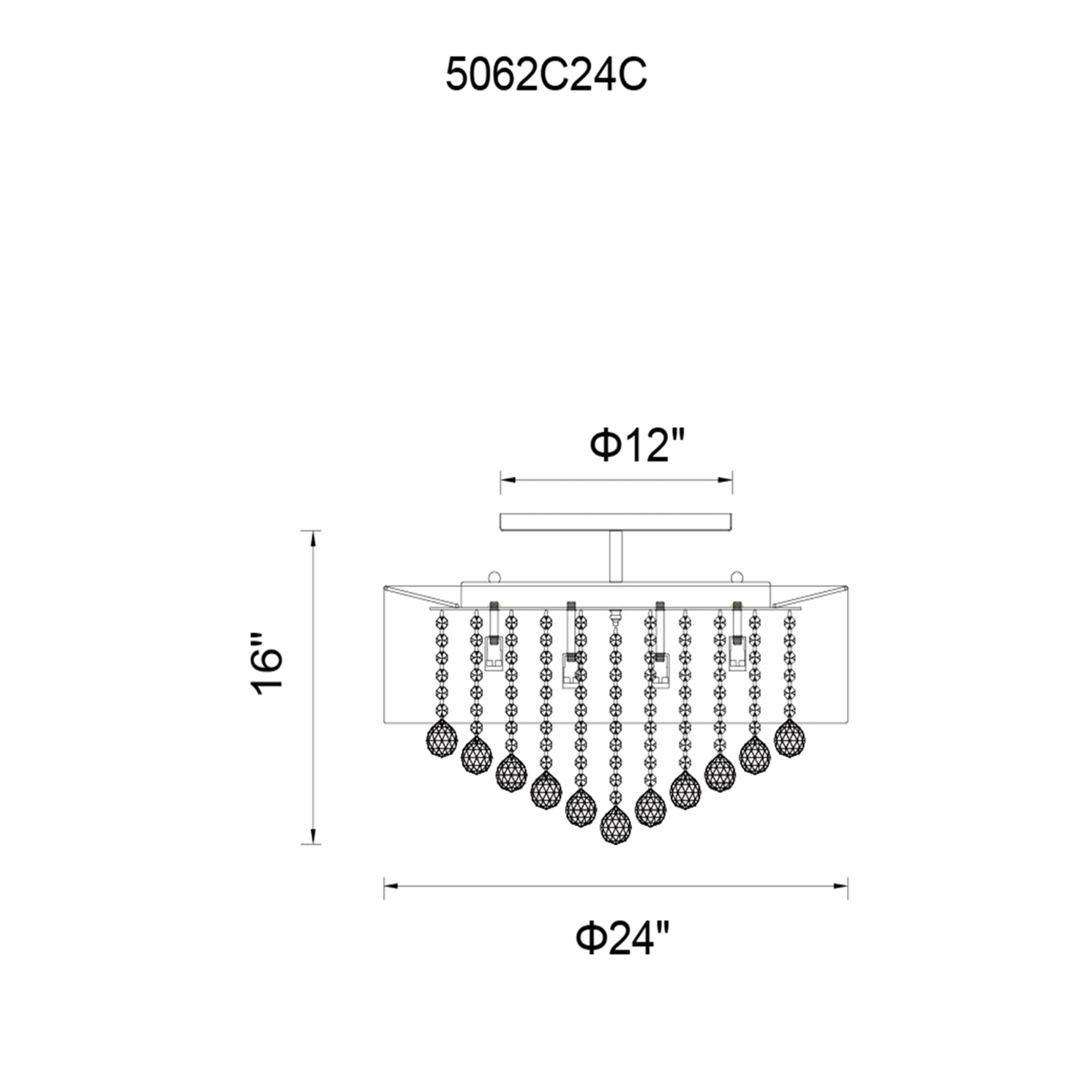 Radiant 12 Light 24in Chrome Drum Shade Flush Mount with White Shade