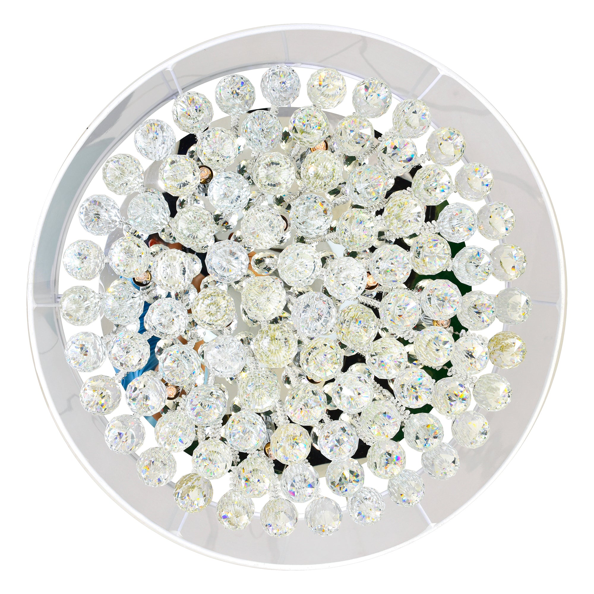 Radiant 12 Light 24in Chrome Drum Shade Chandelier with White Shade