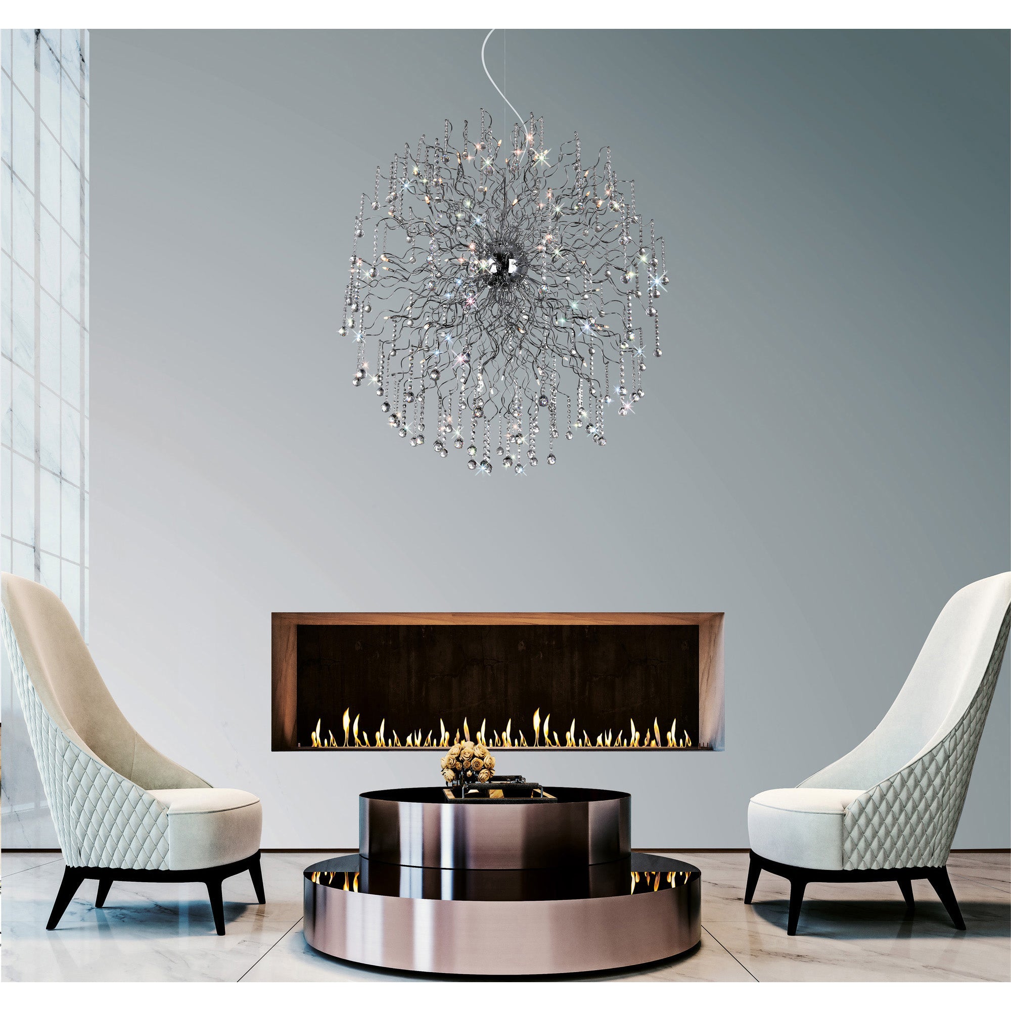 Cherry Blossom 32 Light Chandelier With Chrome Finish