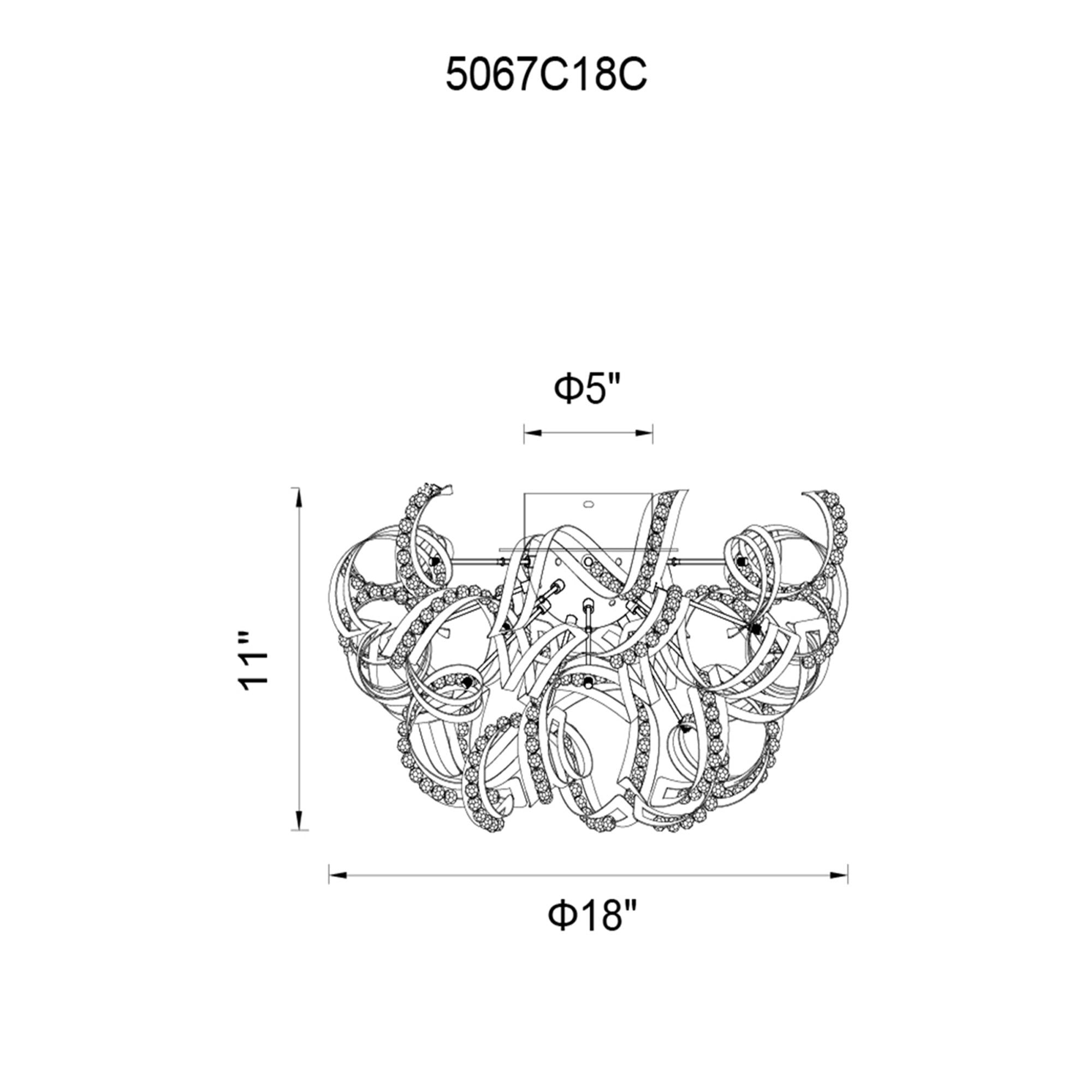 Swivel 9 Light 18in Chrome Flush Mount