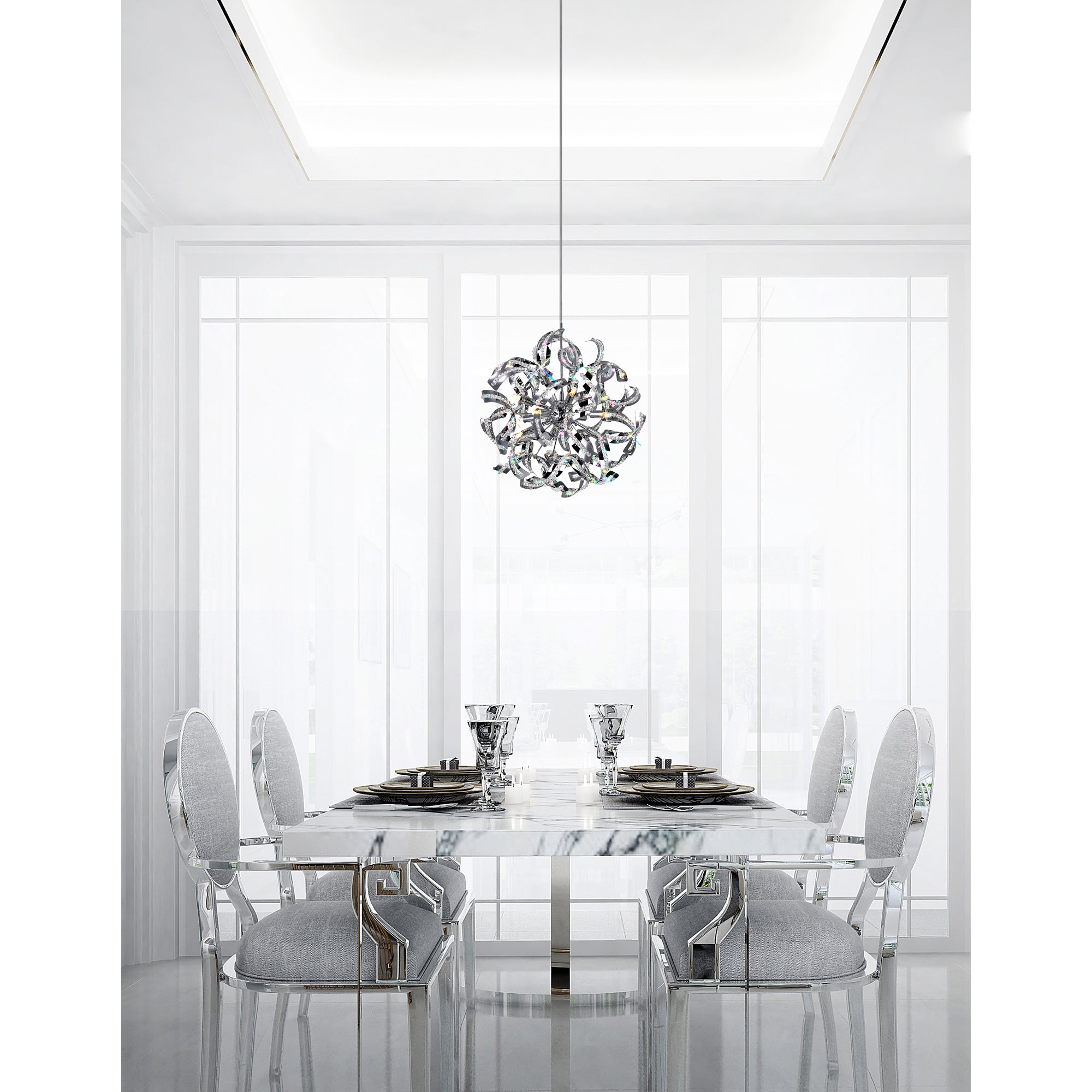 Swivel 12 Light 19in Chrome Chandelier