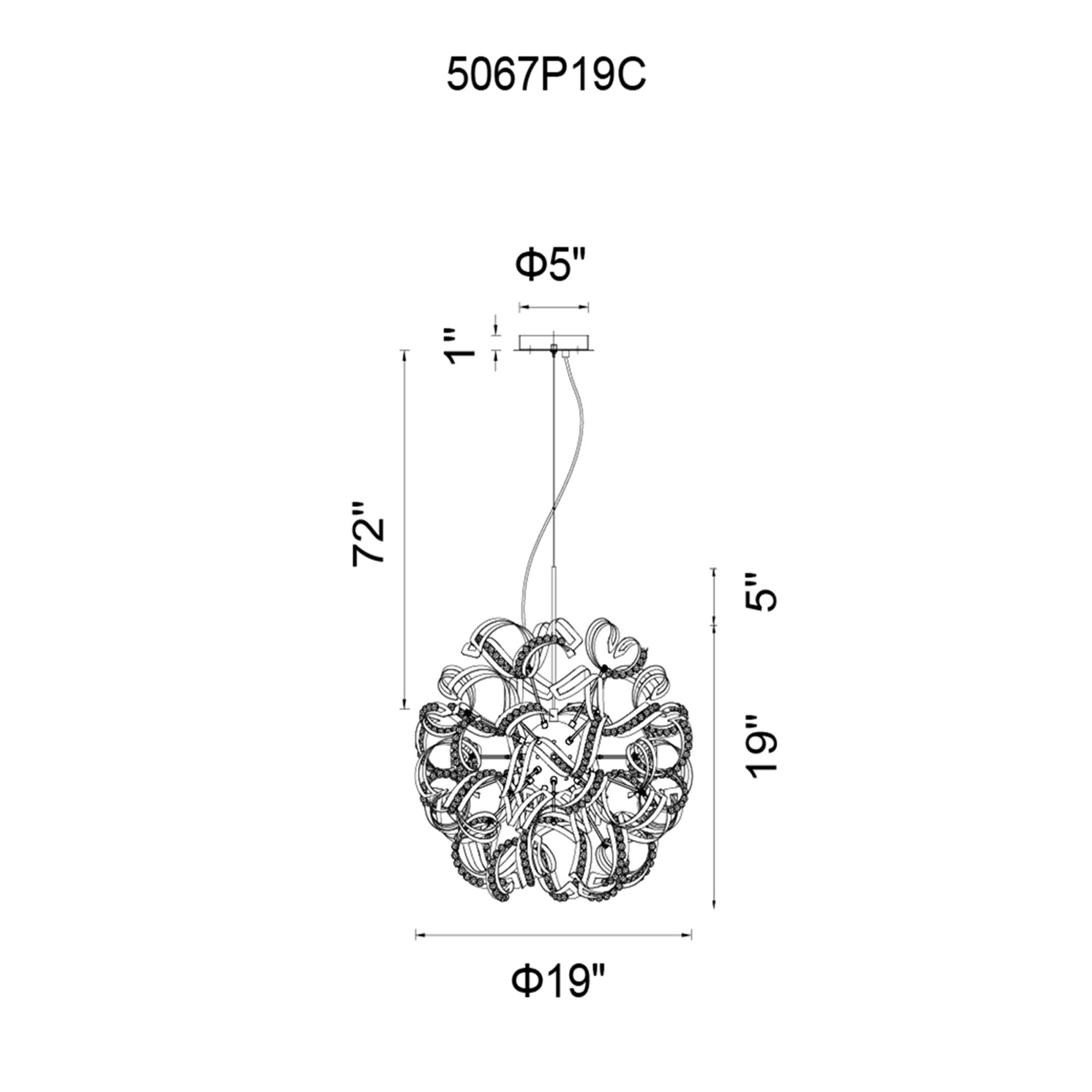 Swivel 12 Light 19in Chrome Chandelier