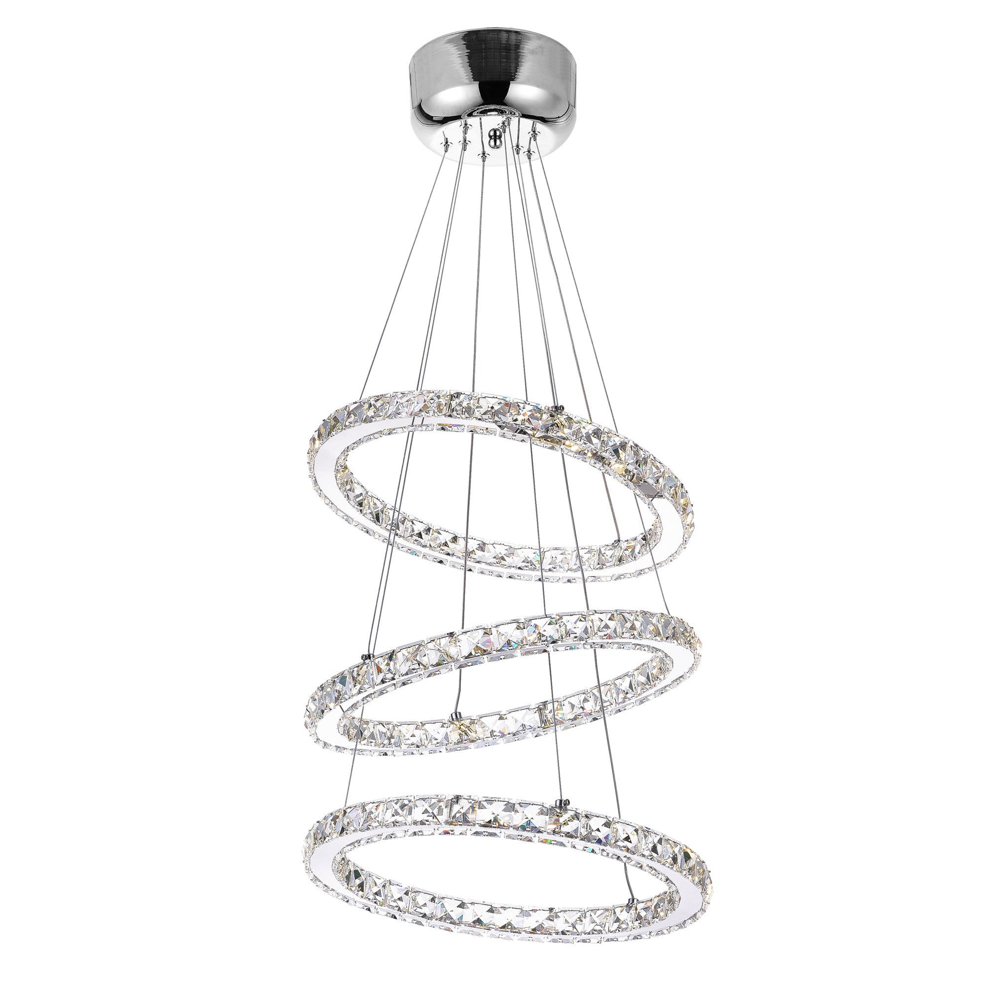 Ring Integrated LED 3-Ring 16in Chrome Chandelier
