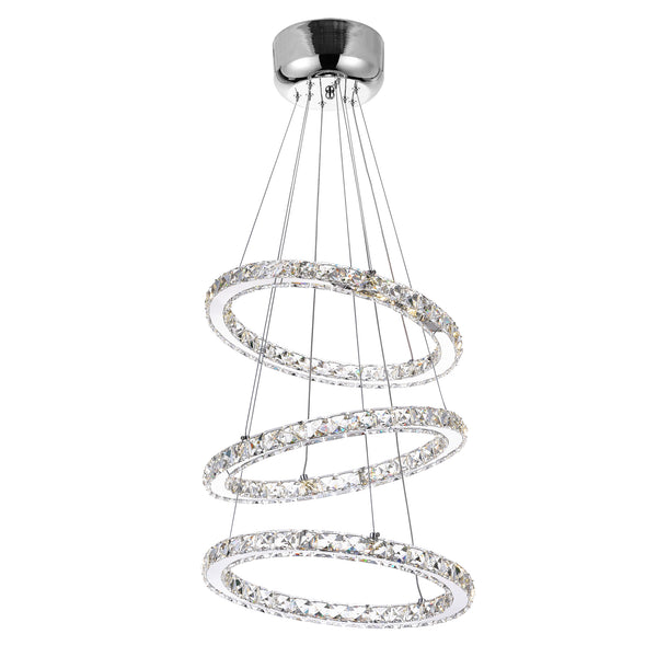 Ring Integrated LED 3-Ring 16in Chrome Chandelier