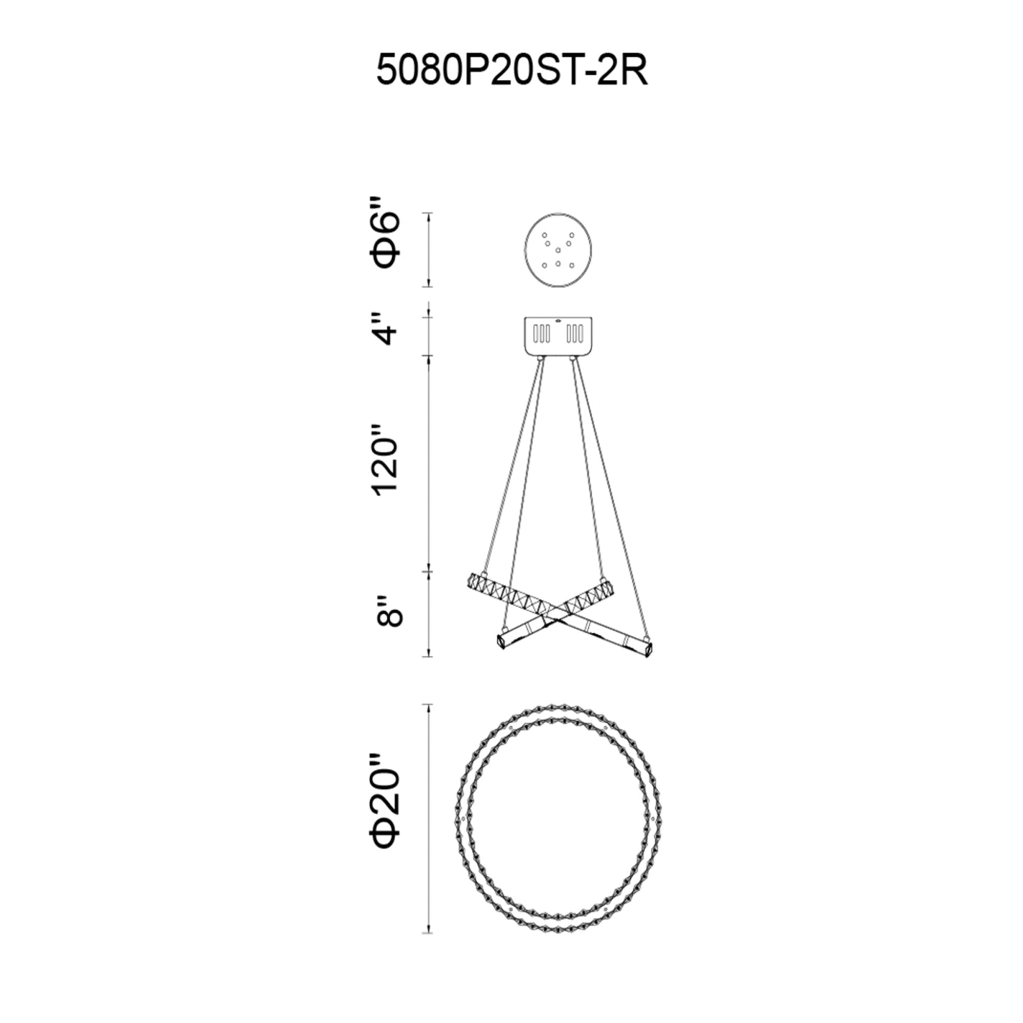 Ring Integrated LED 2-Ring 20in Chrome Chandelier