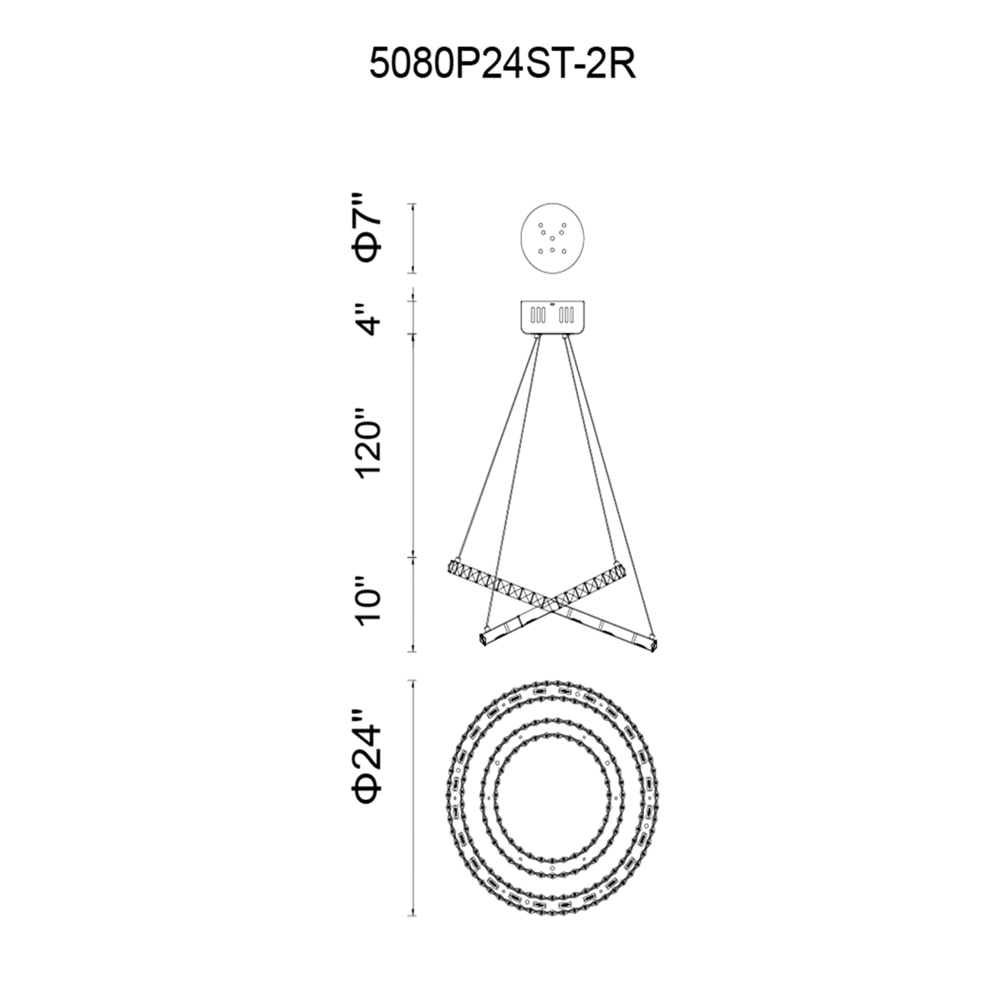 Ring Integrated LED 2-Ring 24in Chrome Chandelier