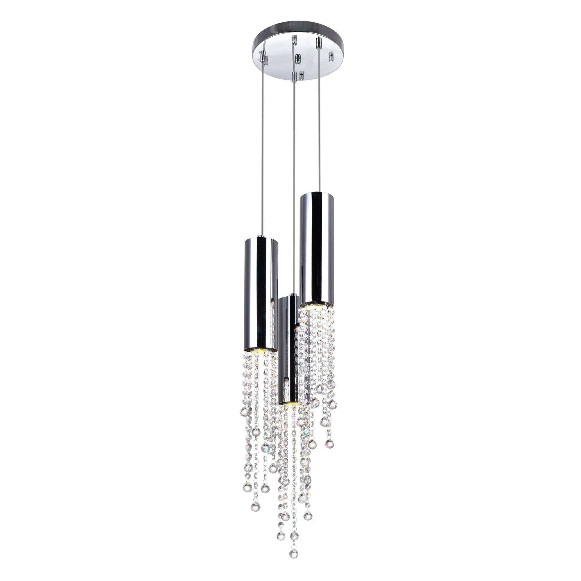 Extended 3 Light 10in Chrome Down Mini Pendant