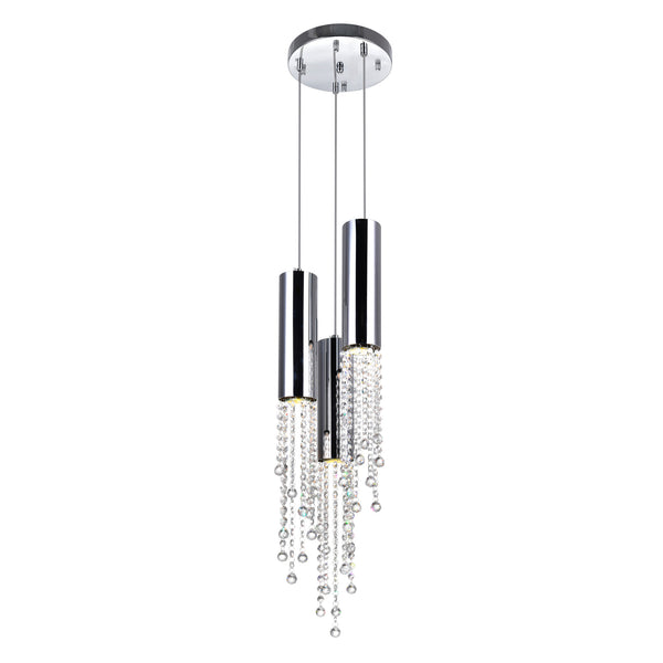 Extended 3 Light 10in Chrome Down Mini Pendant