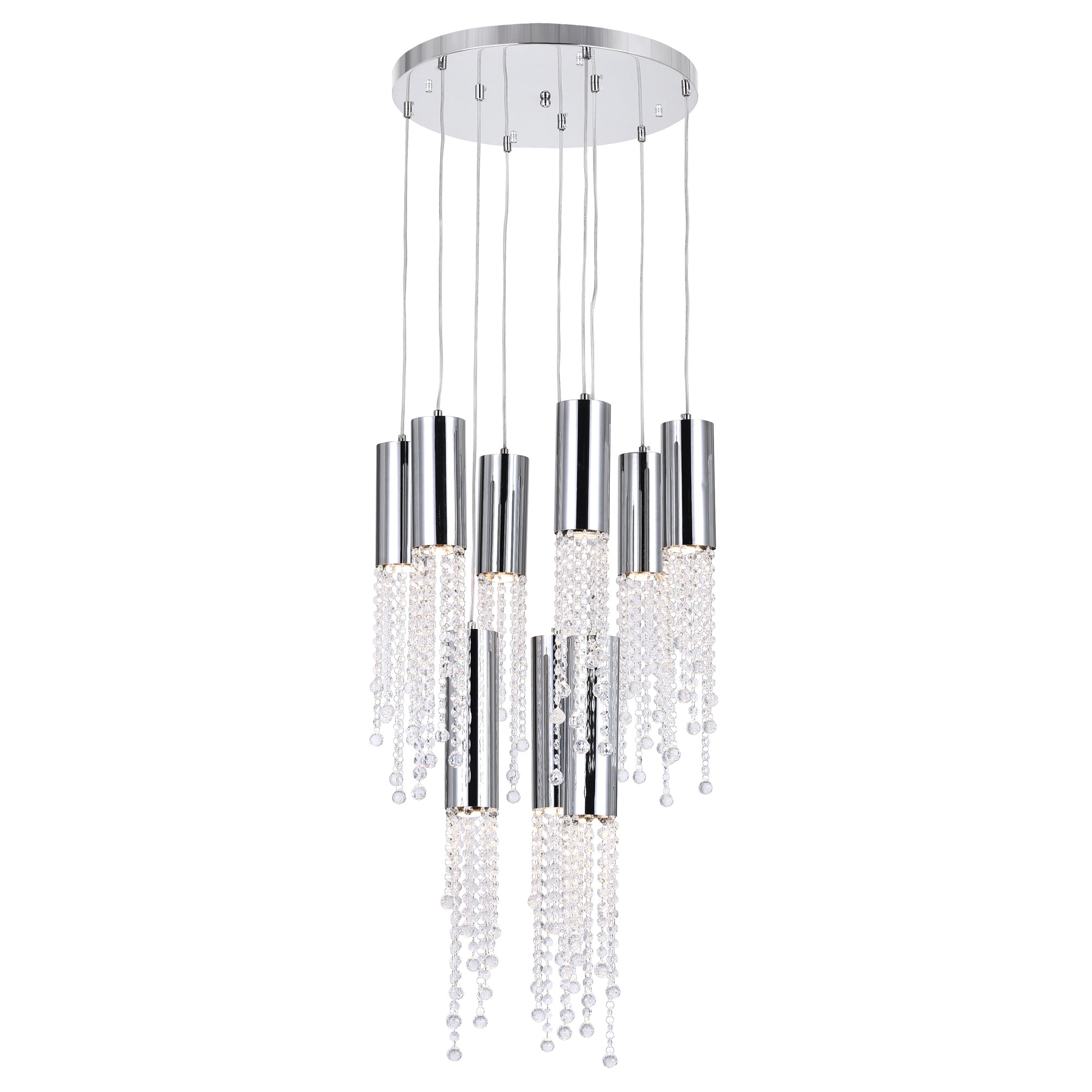 Extended 9 Light 20in Chrome Multi Light Pendant