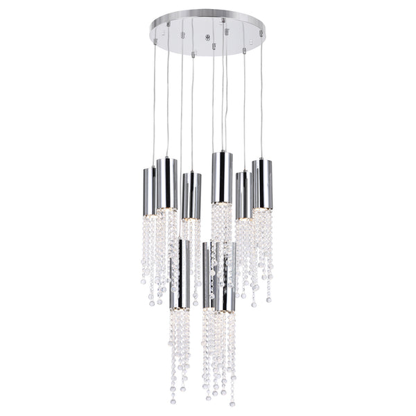 Extended 9 Light 20in Chrome Multi Light Pendant