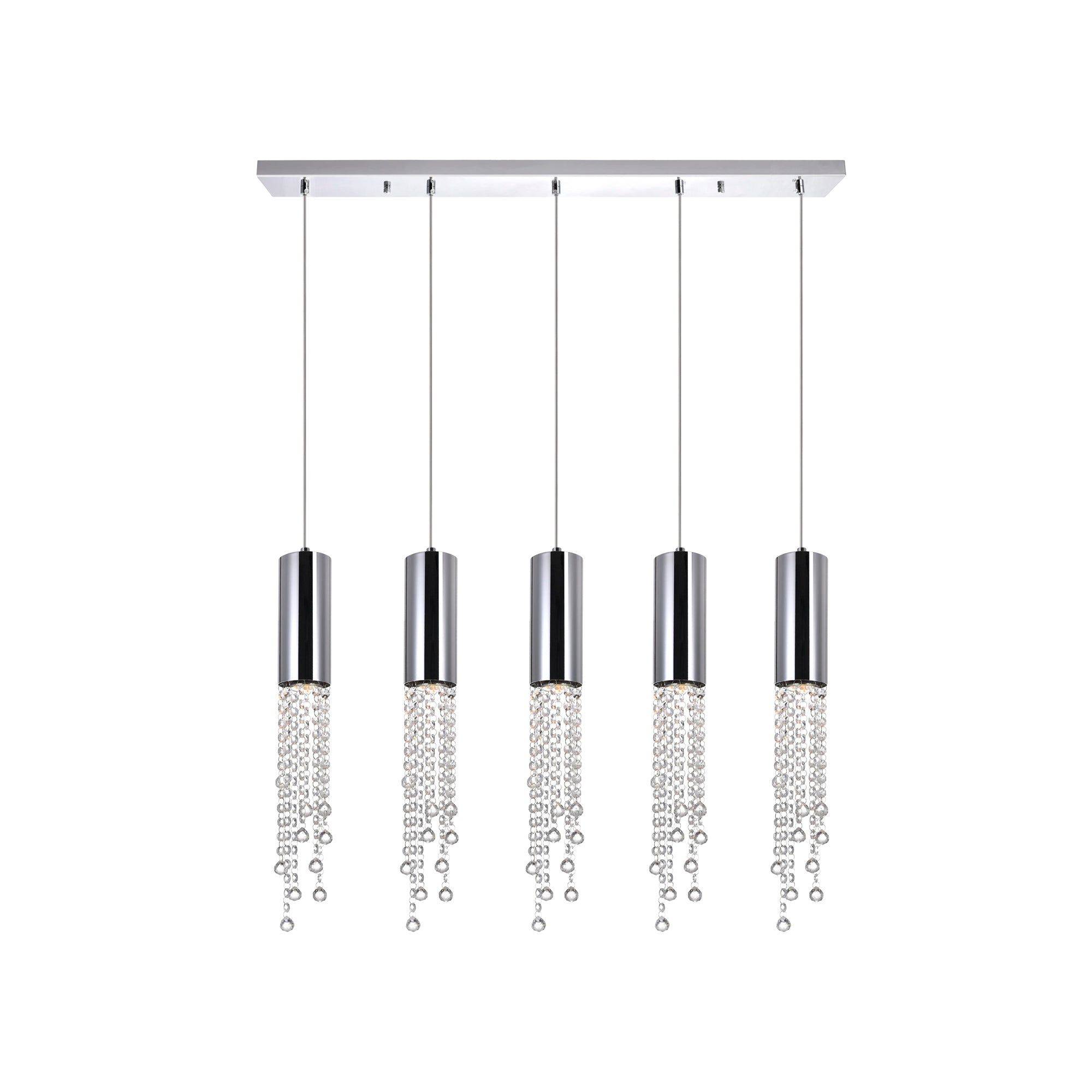 Extended 5 Light 40in Chrome Multi Light Pendant