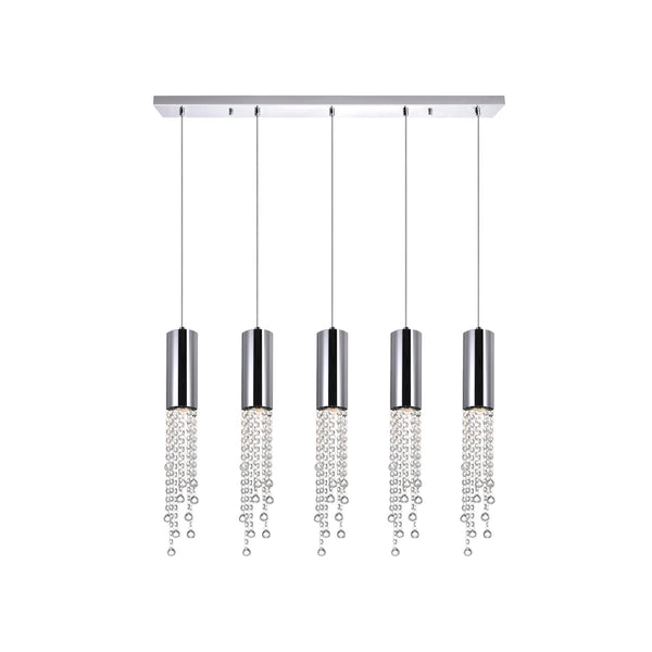 Extended 5 Light 40in Chrome Multi Light Pendant