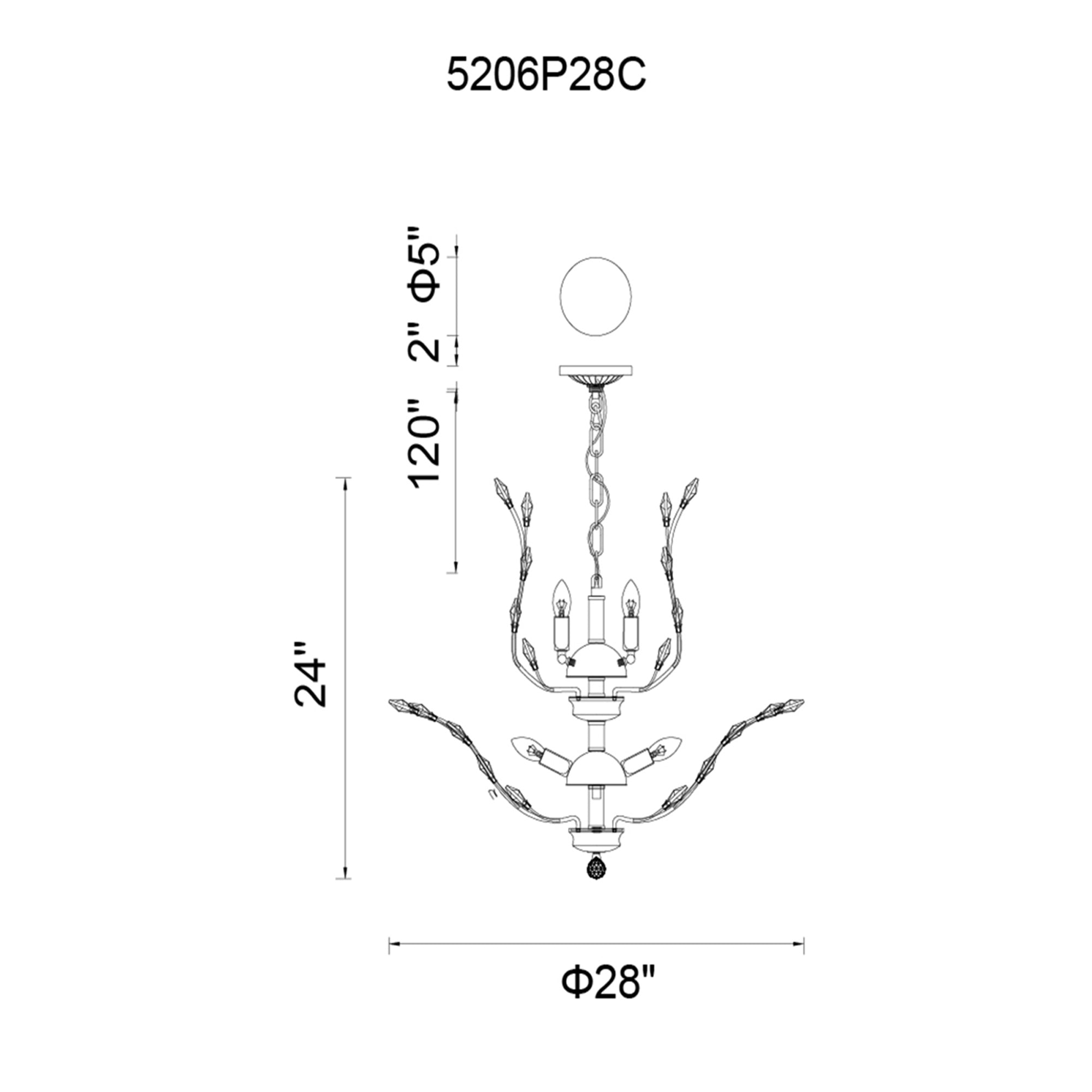 Ivy 9 Light 28in Chrome Chandelier