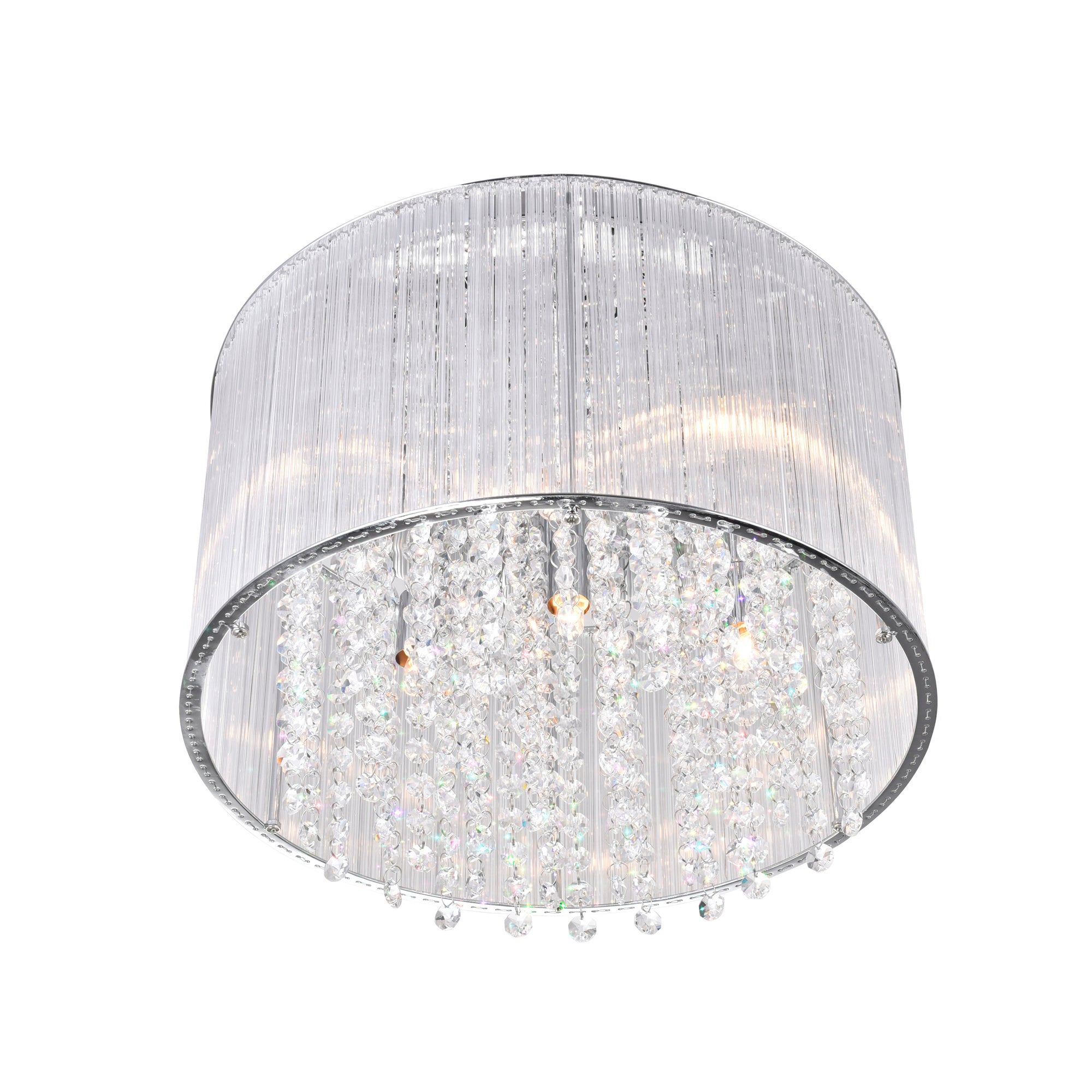 Spring Morning 6 Light Drum Shade Flush Mount With Chrome Finish