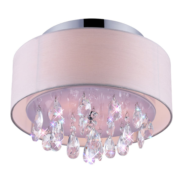 Dash 3 Light 14in Chrome Flush Mount with Off White Shade