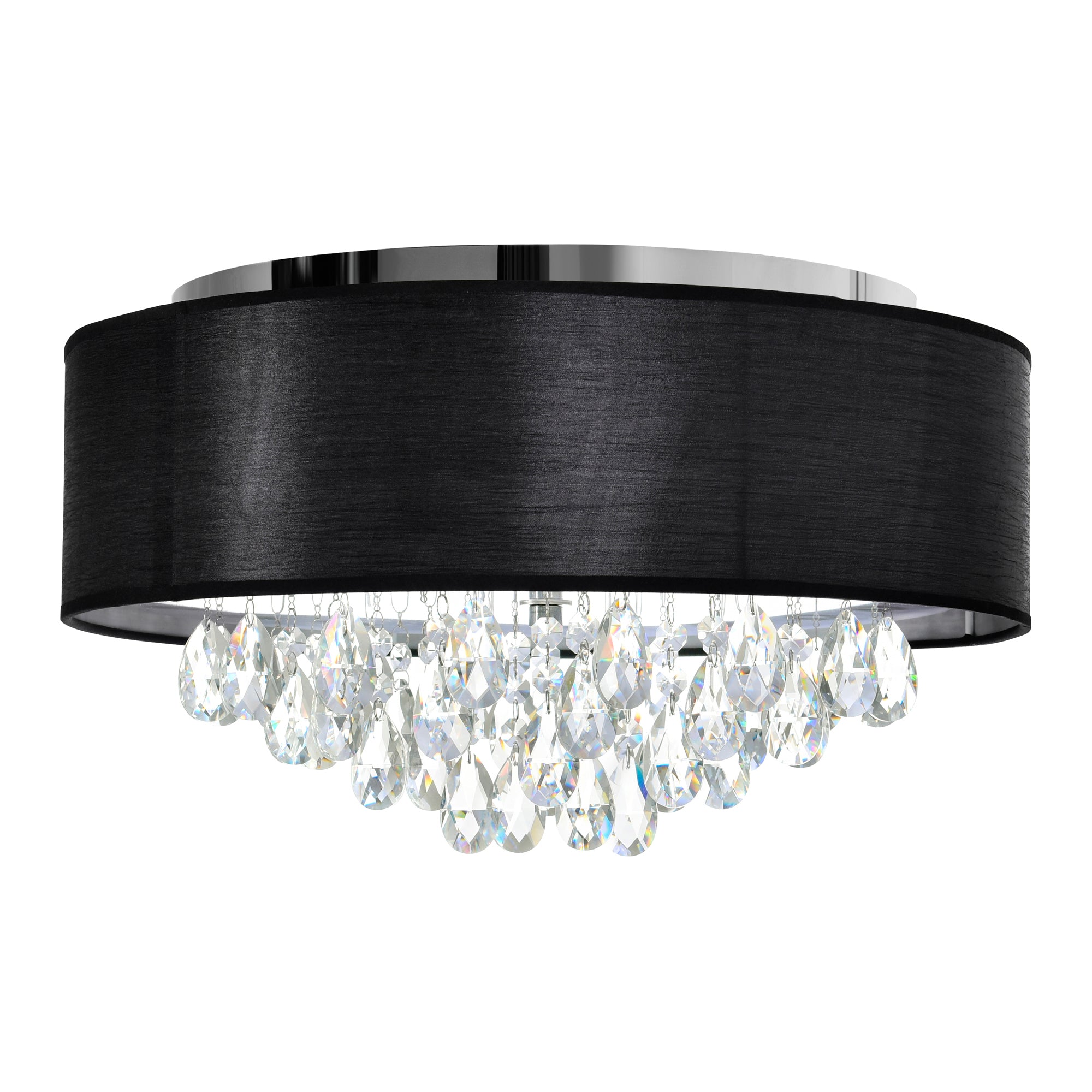 Dash 4 Light 18in Chrome Flush Mount with Black Shade