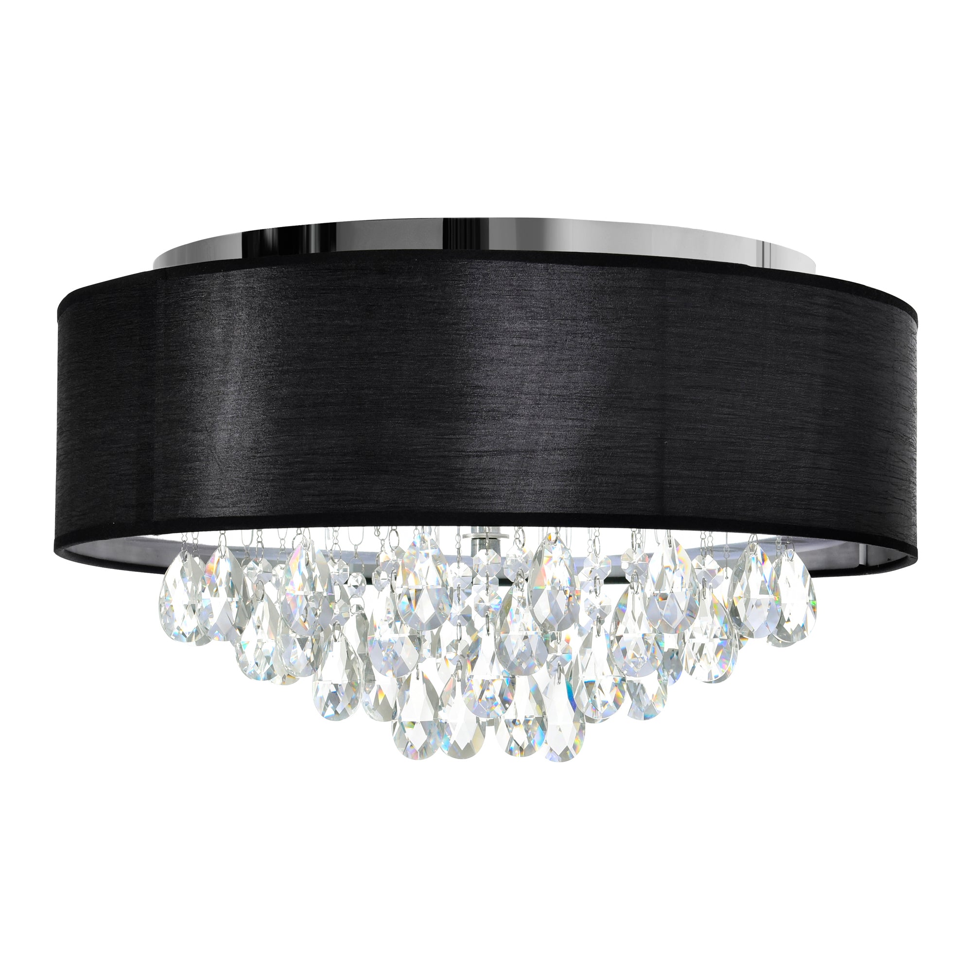 Dash 4 Light 18in Chrome Flush Mount with Black Shade