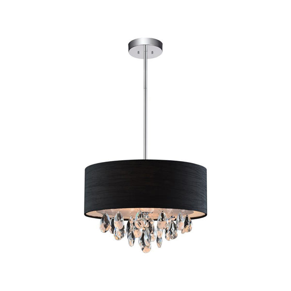 Dash 3 Light 14in Chrome Chandelier with Black Shade