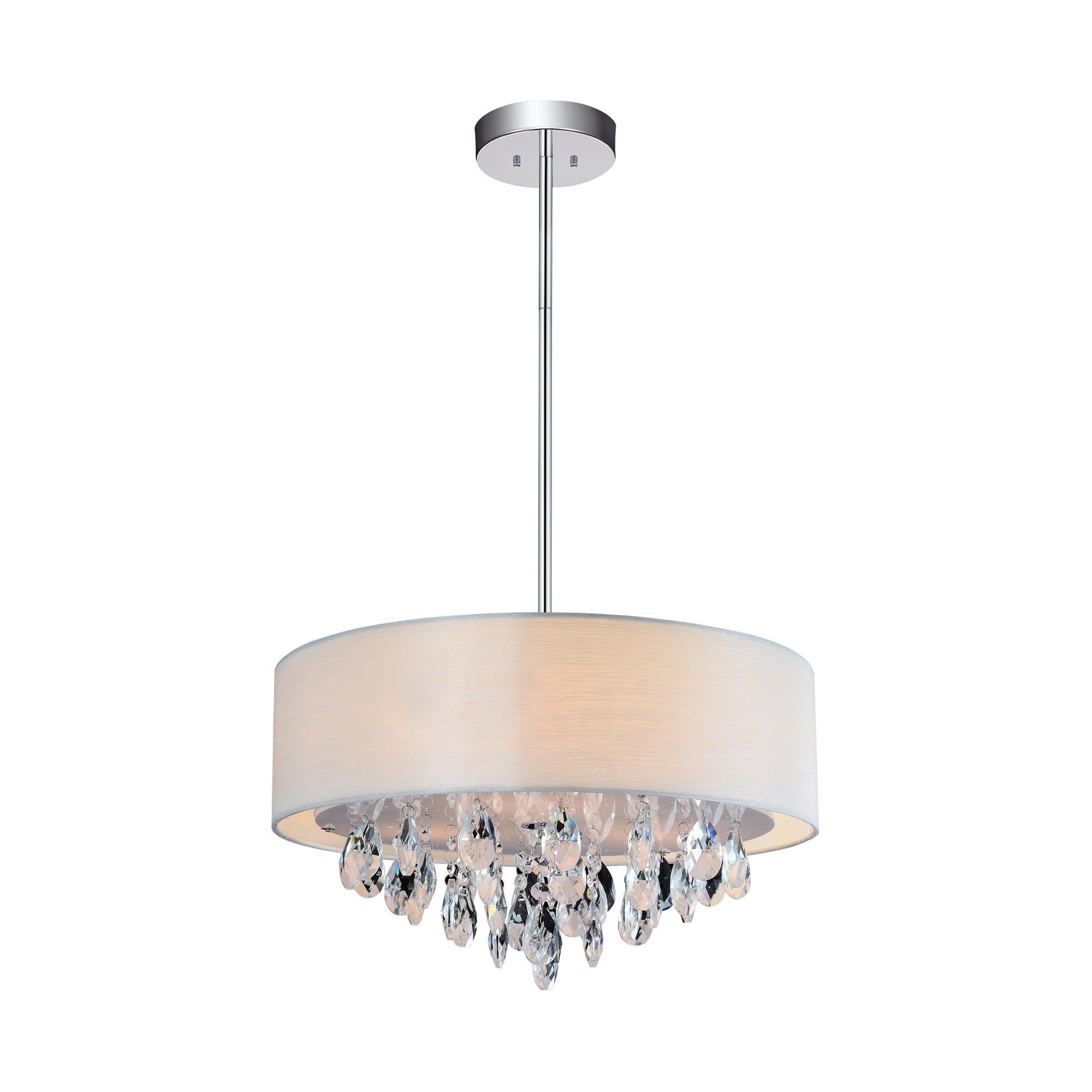 Dash 3 Light 14in Chrome Chandelier with Off White Shade