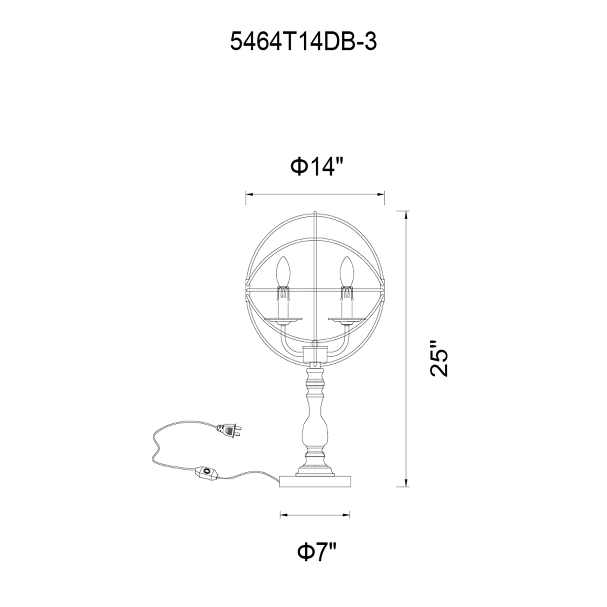 Arza 3 Light Table Lamp With Brown Finish