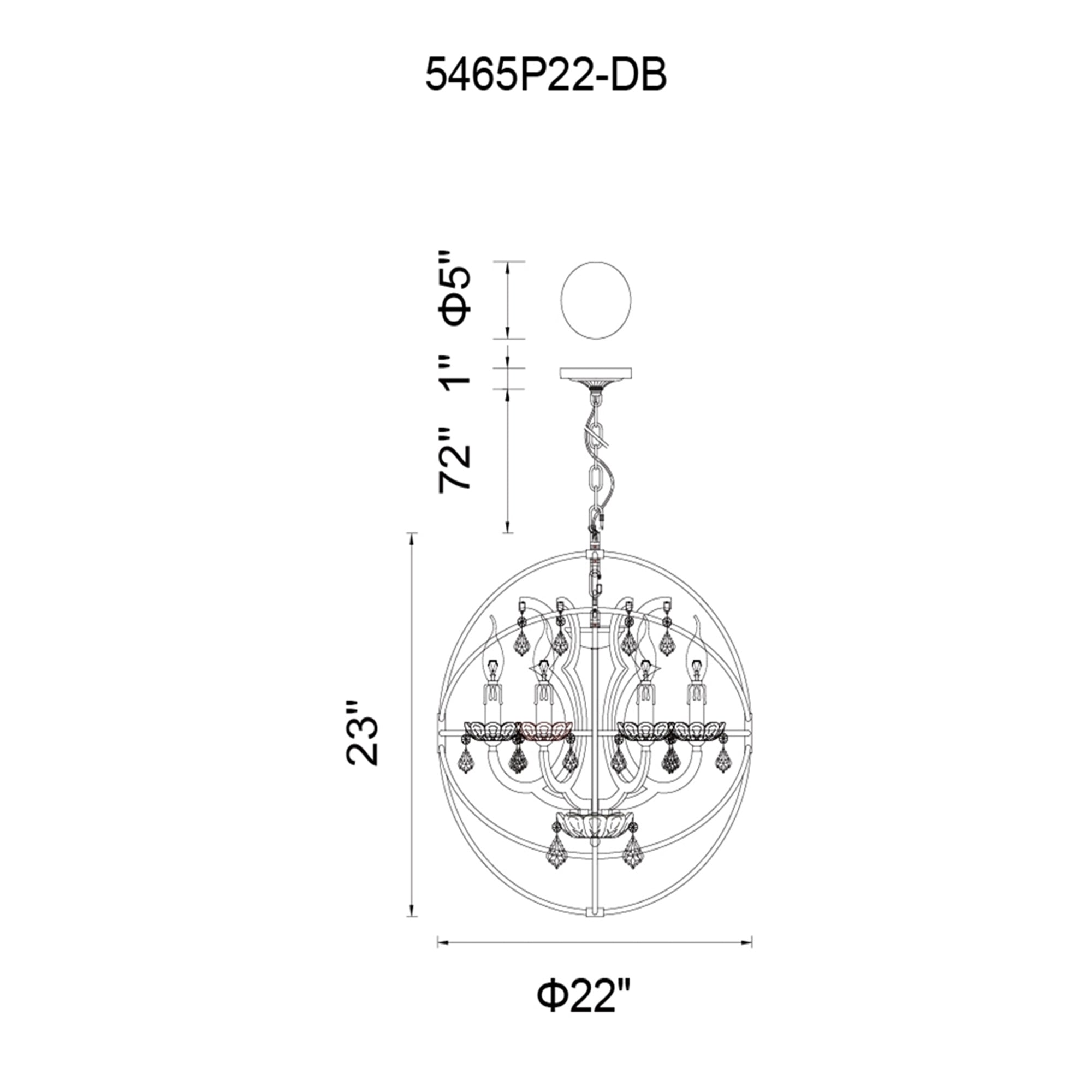 Campechia 6 Light Up Chandelier With Brown Finish
