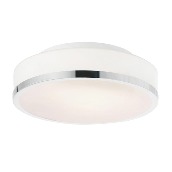 Frosted 2 Light 10in Satin Nickel Drum Shade Flush Mount