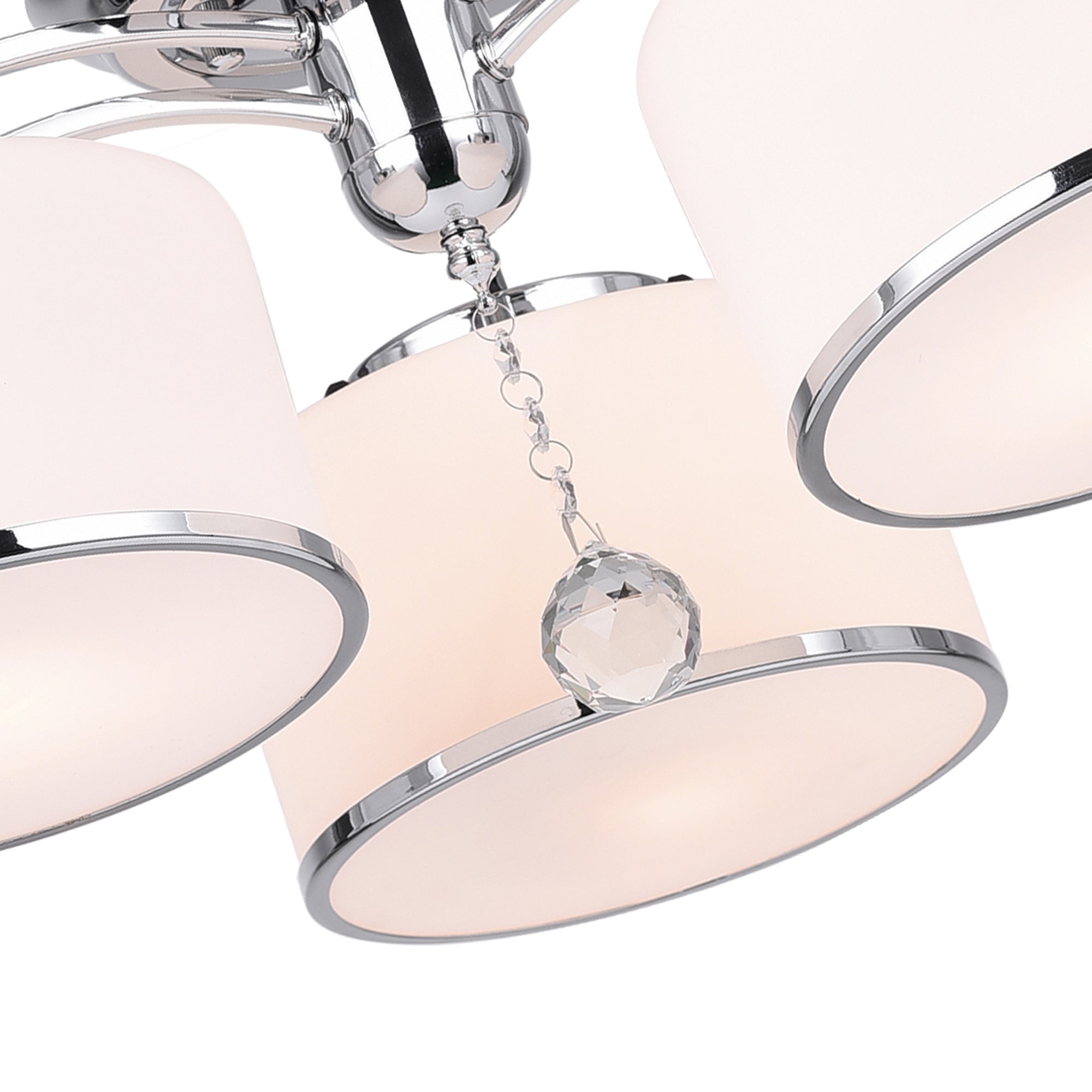 Frosted 3 Light 24in Chrome Drum Shade Flush Mount