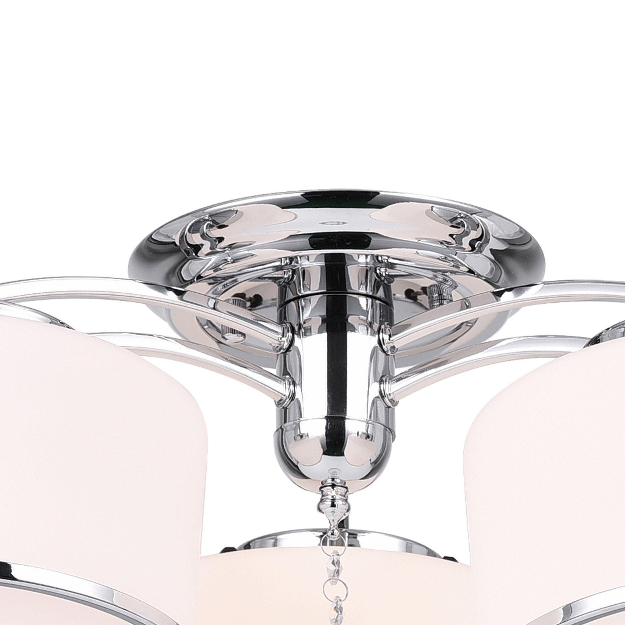 Frosted 3 Light 24in Chrome Drum Shade Flush Mount