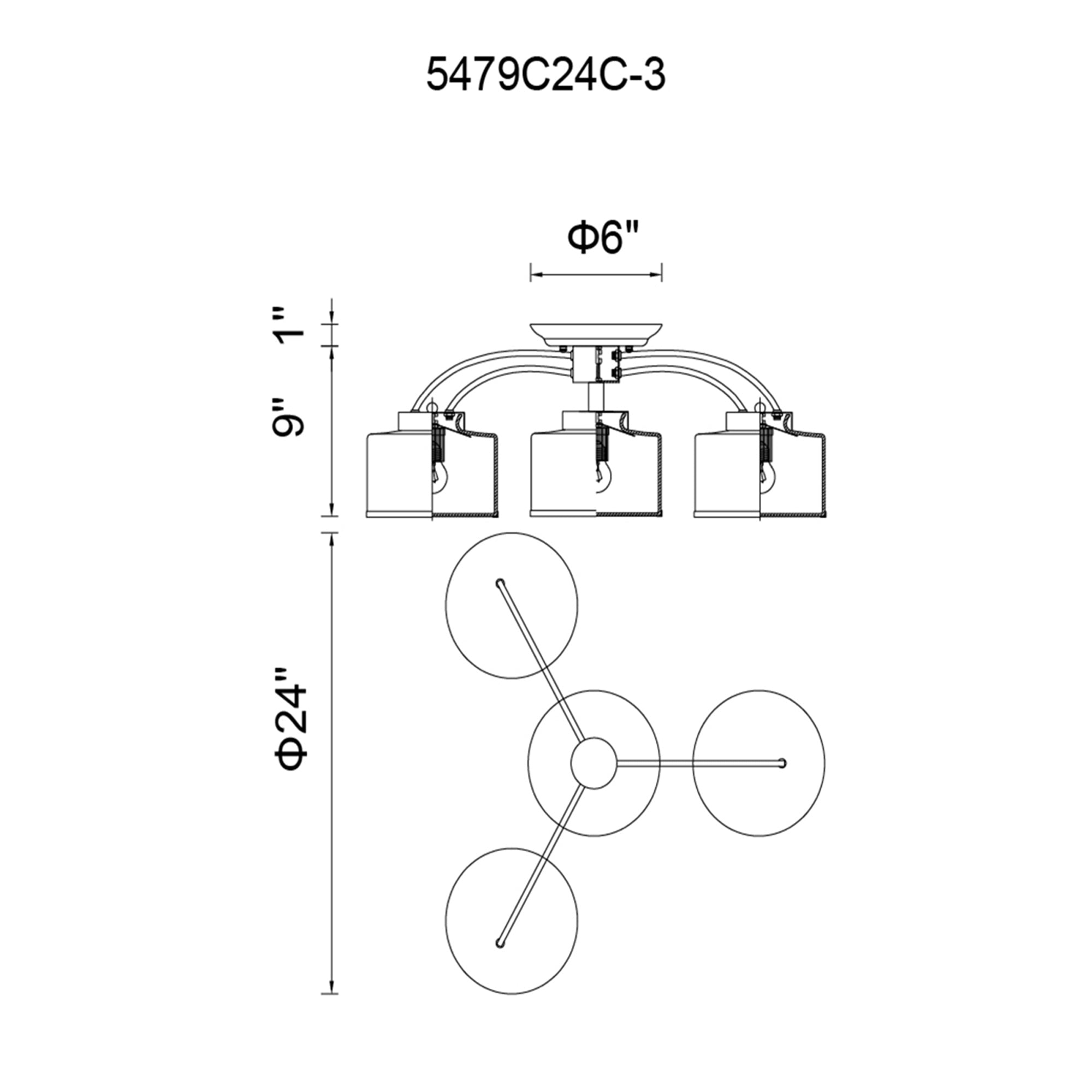 Frosted 3 Light 24in Chrome Drum Shade Flush Mount