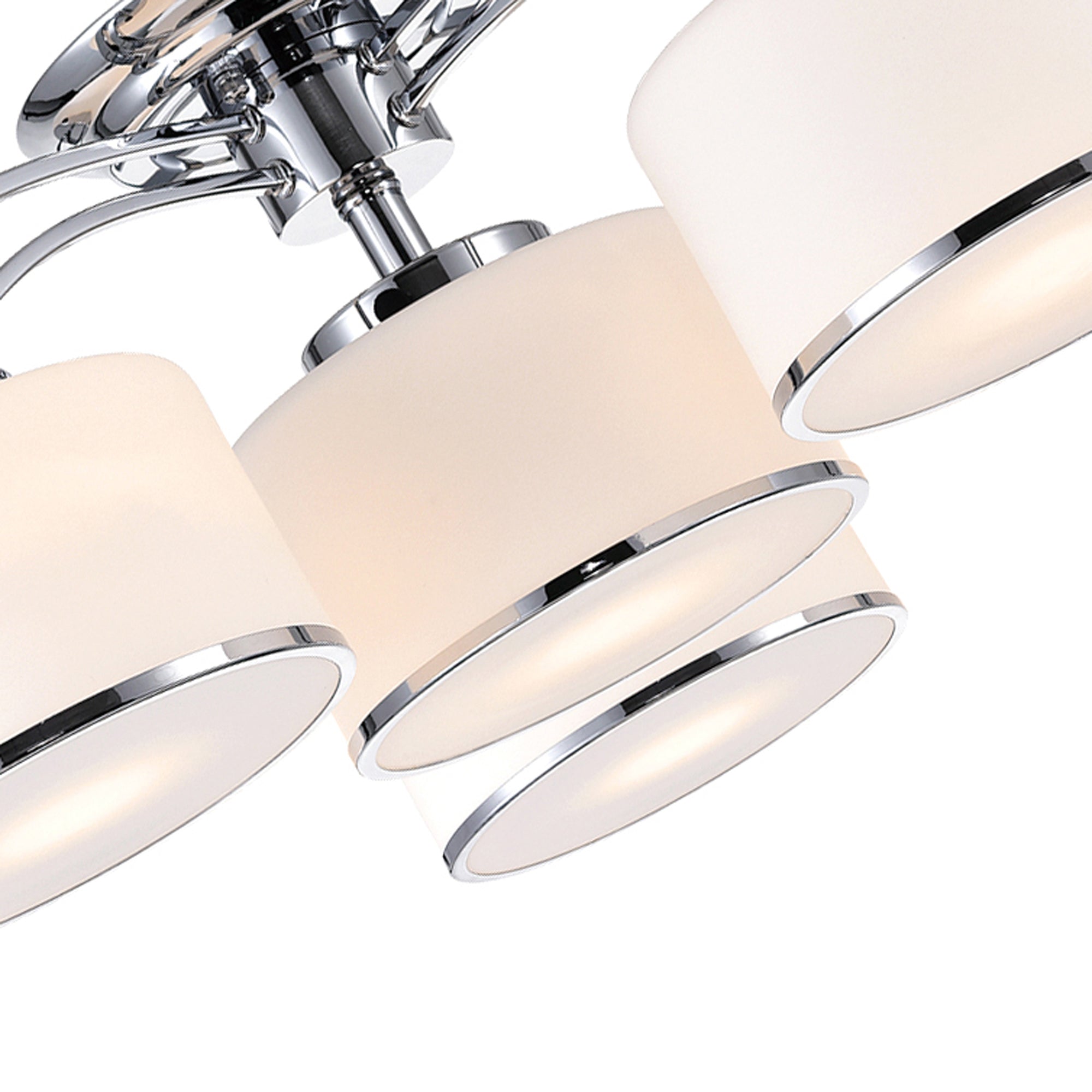 Frosted 4 Light 28in Chrome Drum Shade Flush Mount