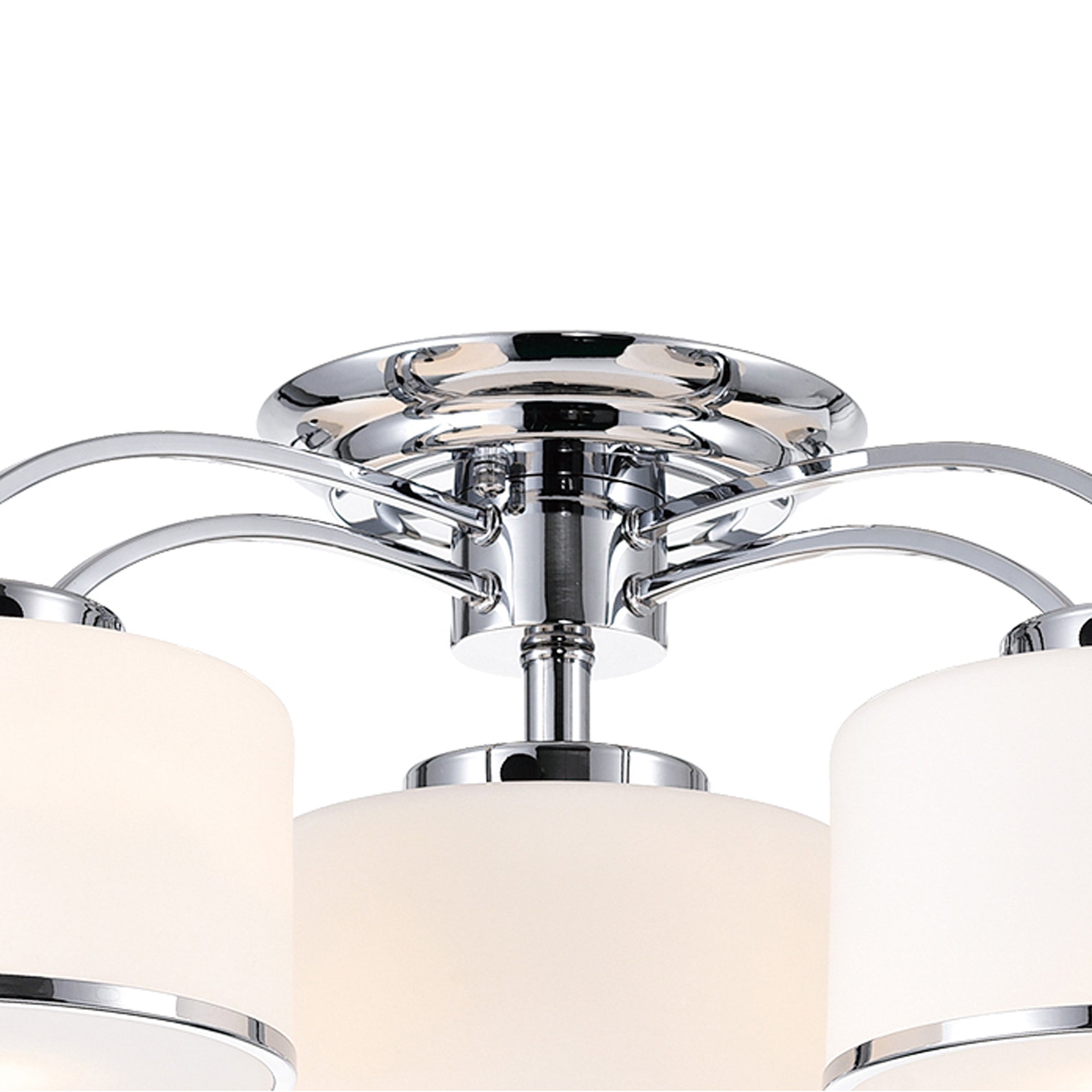 Frosted 4 Light 28in Chrome Drum Shade Flush Mount