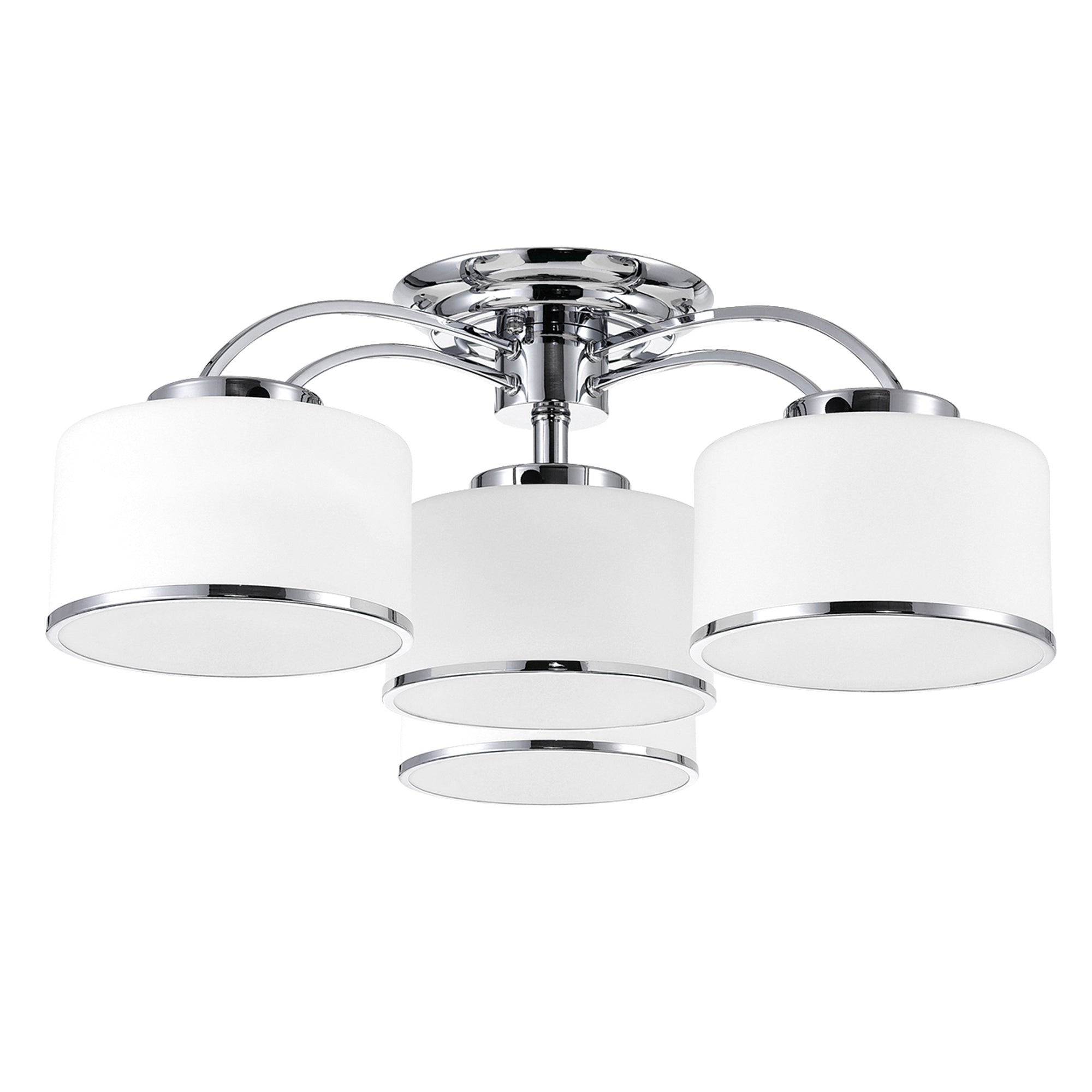 Frosted 4 Light 28in Chrome Drum Shade Flush Mount