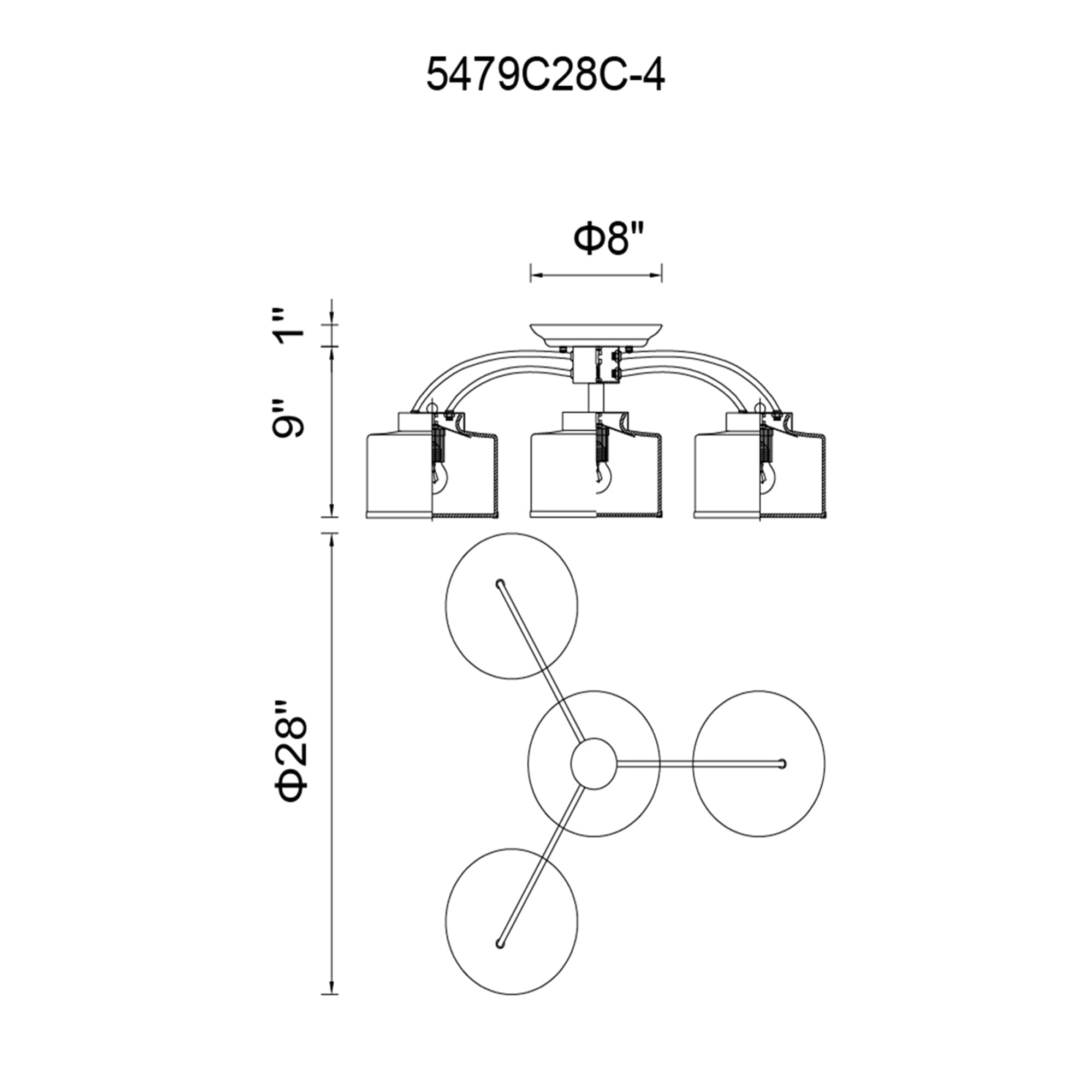 Frosted 4 Light 28in Chrome Drum Shade Flush Mount